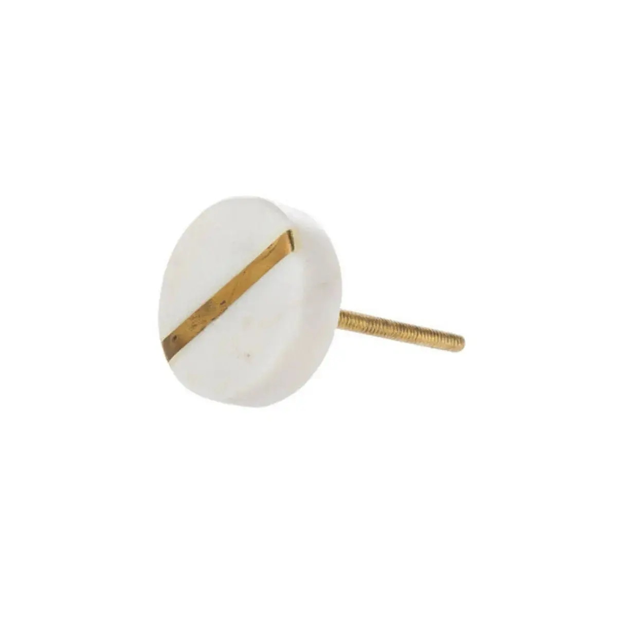 White and Brass Round Knob