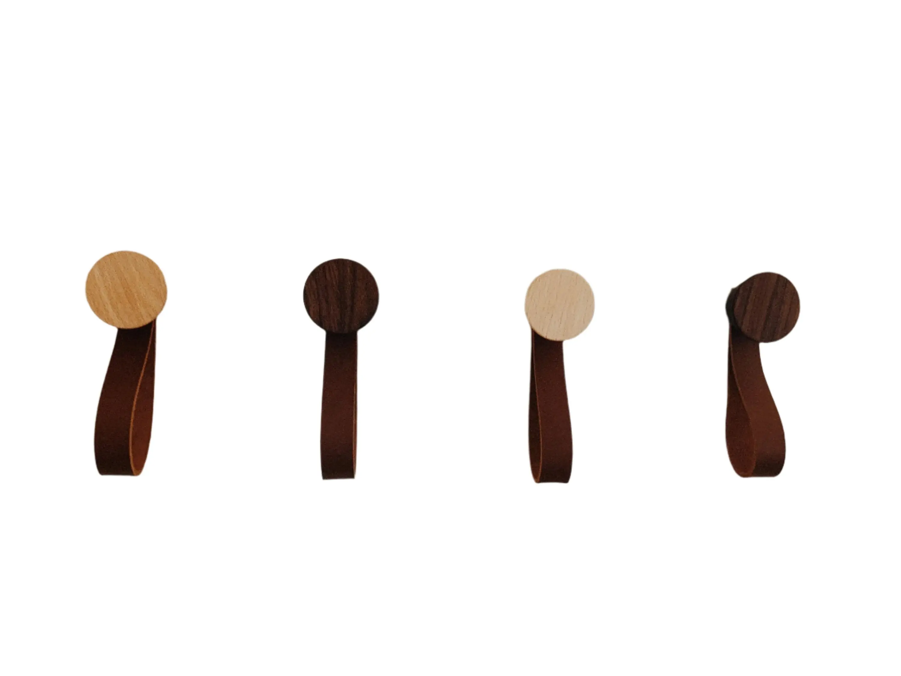 Modern Cone Wood Hook With Leather Strap