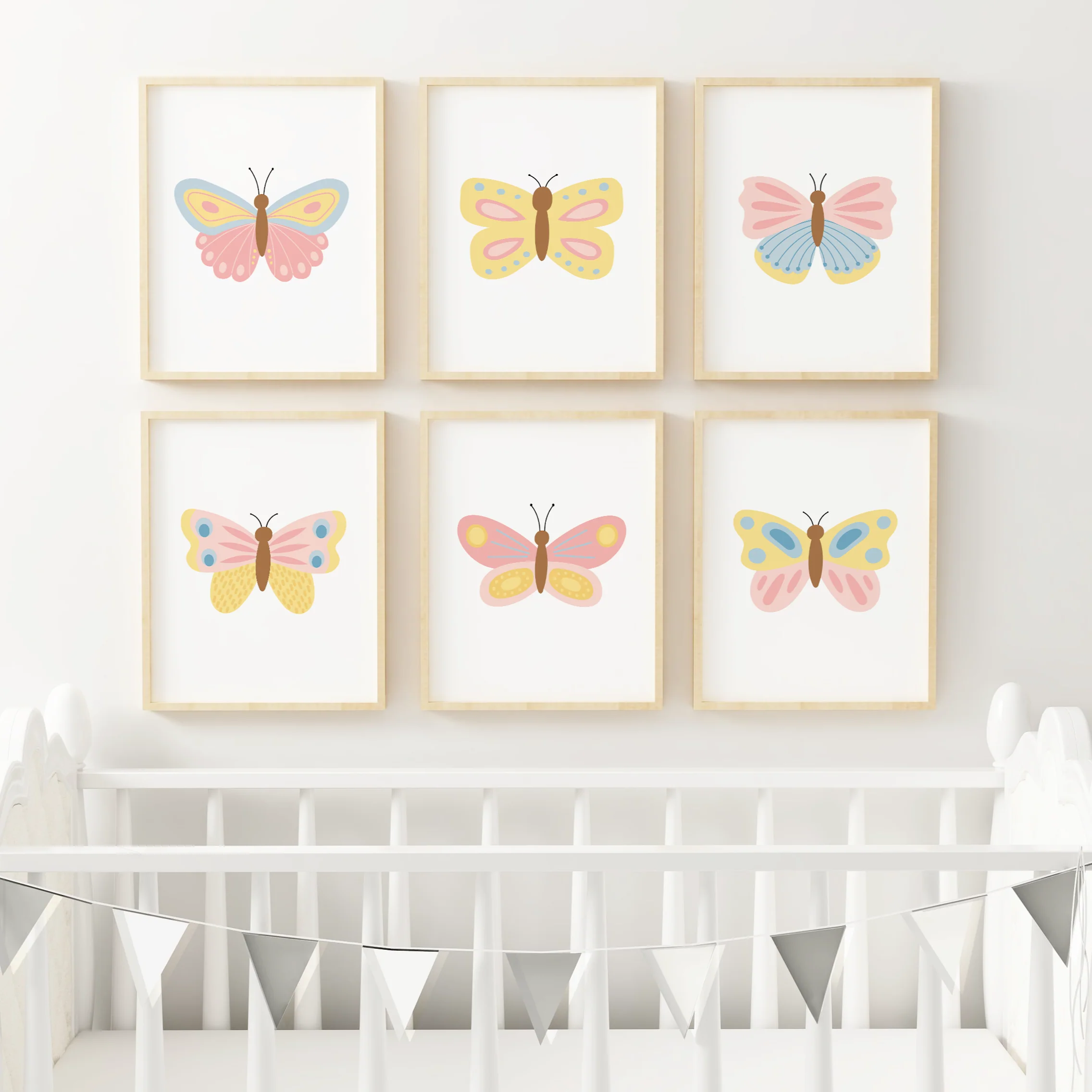 Beautiful Butterflies Art Prints (Set of 6)