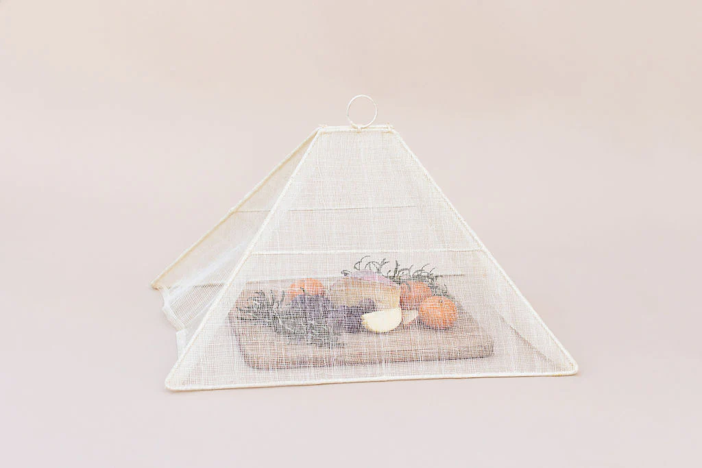Handmade Collapsible Woven Food Tent | Cream | Mixed Size