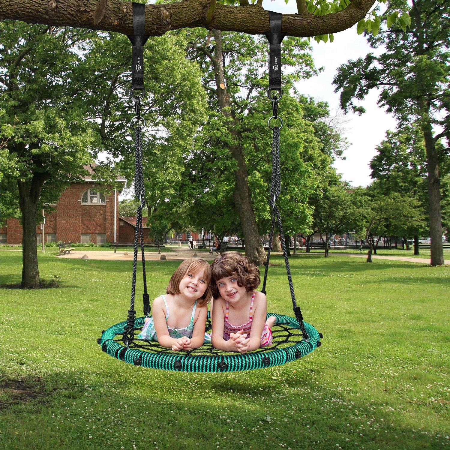 40 Kids Garden Tree Swing Seat Round Rope Hanging Flying Web Swing