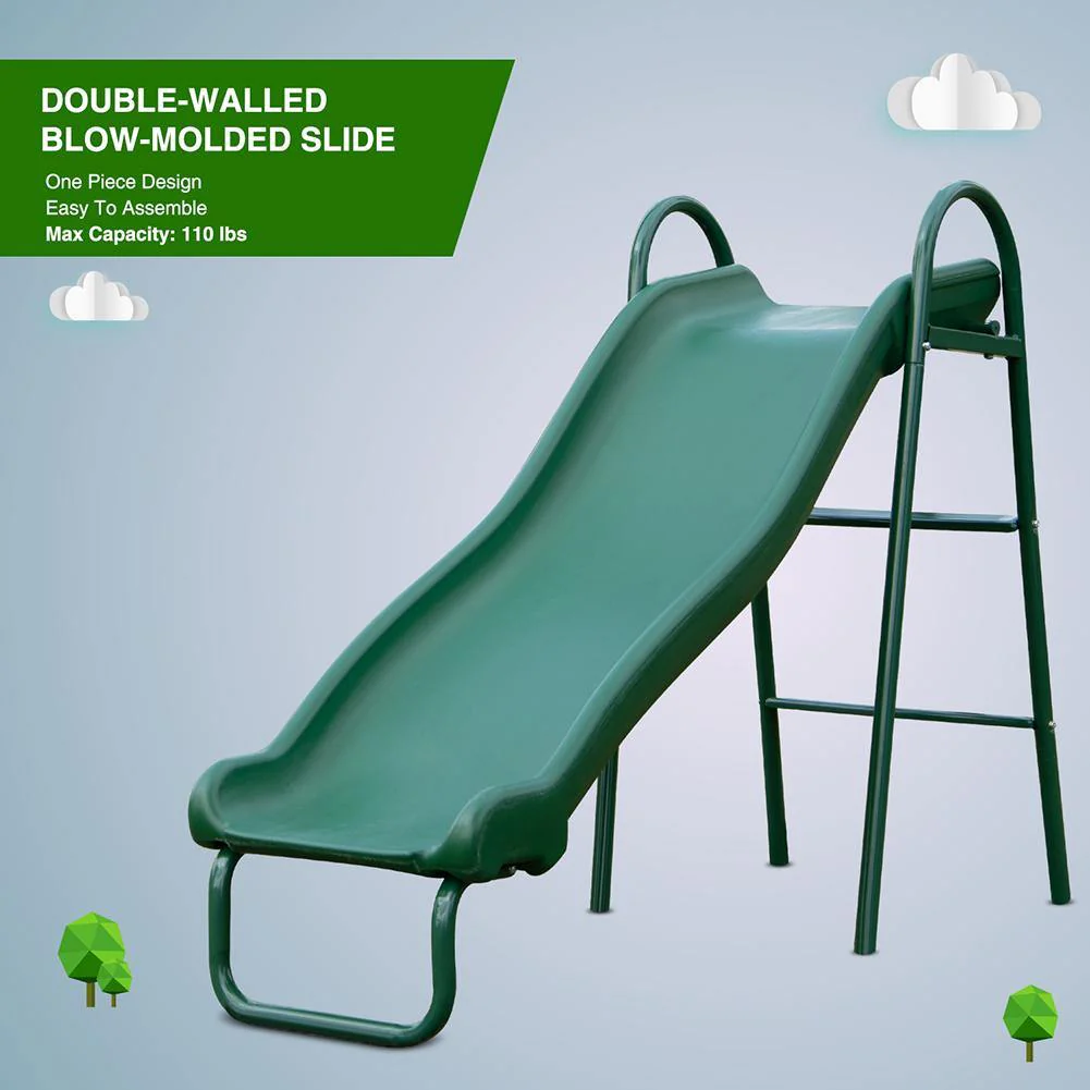 Metal Swing Set with Slide for Backyard Garden Park Complete Kids Playground