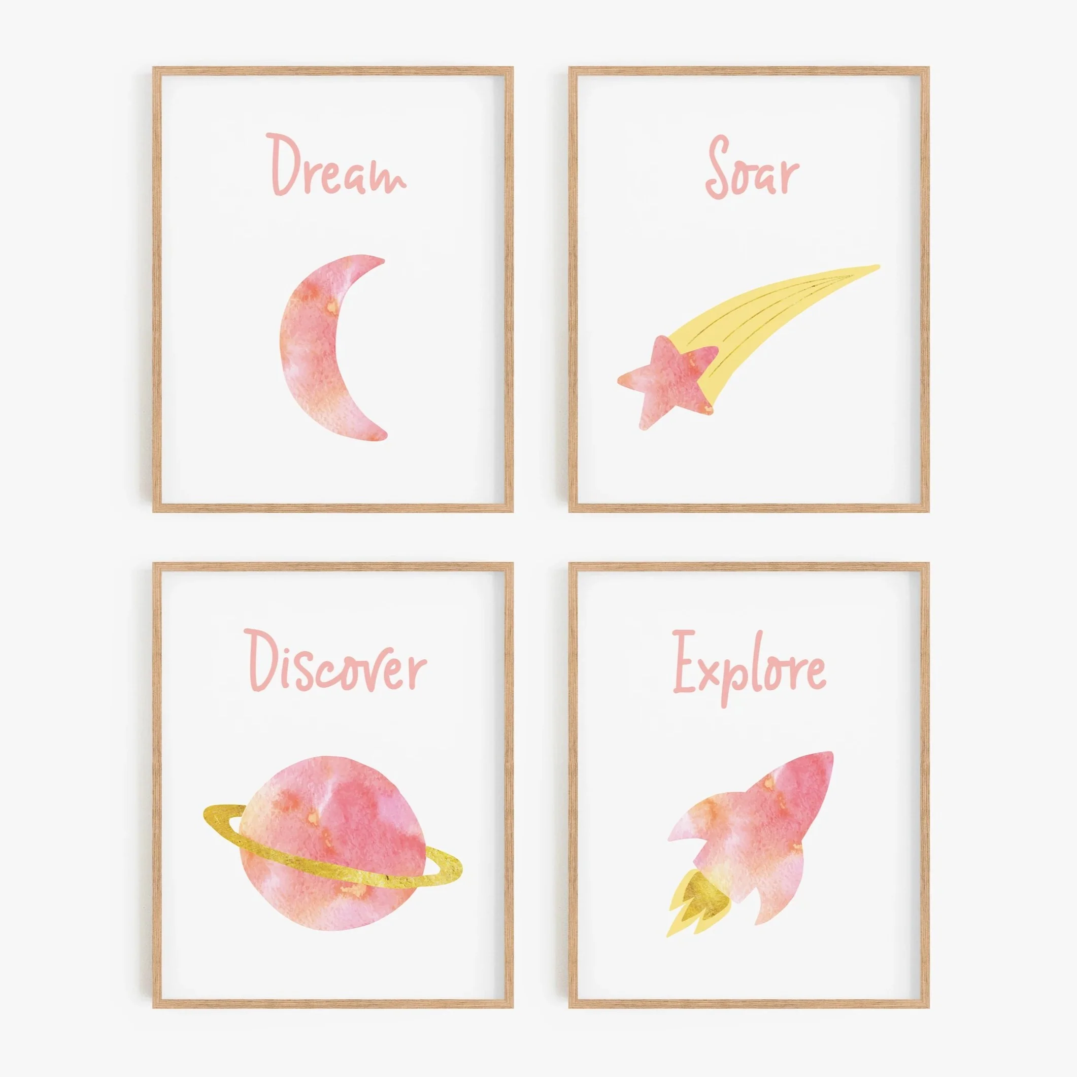 Watercolor Space Art Prints (Set of 4)