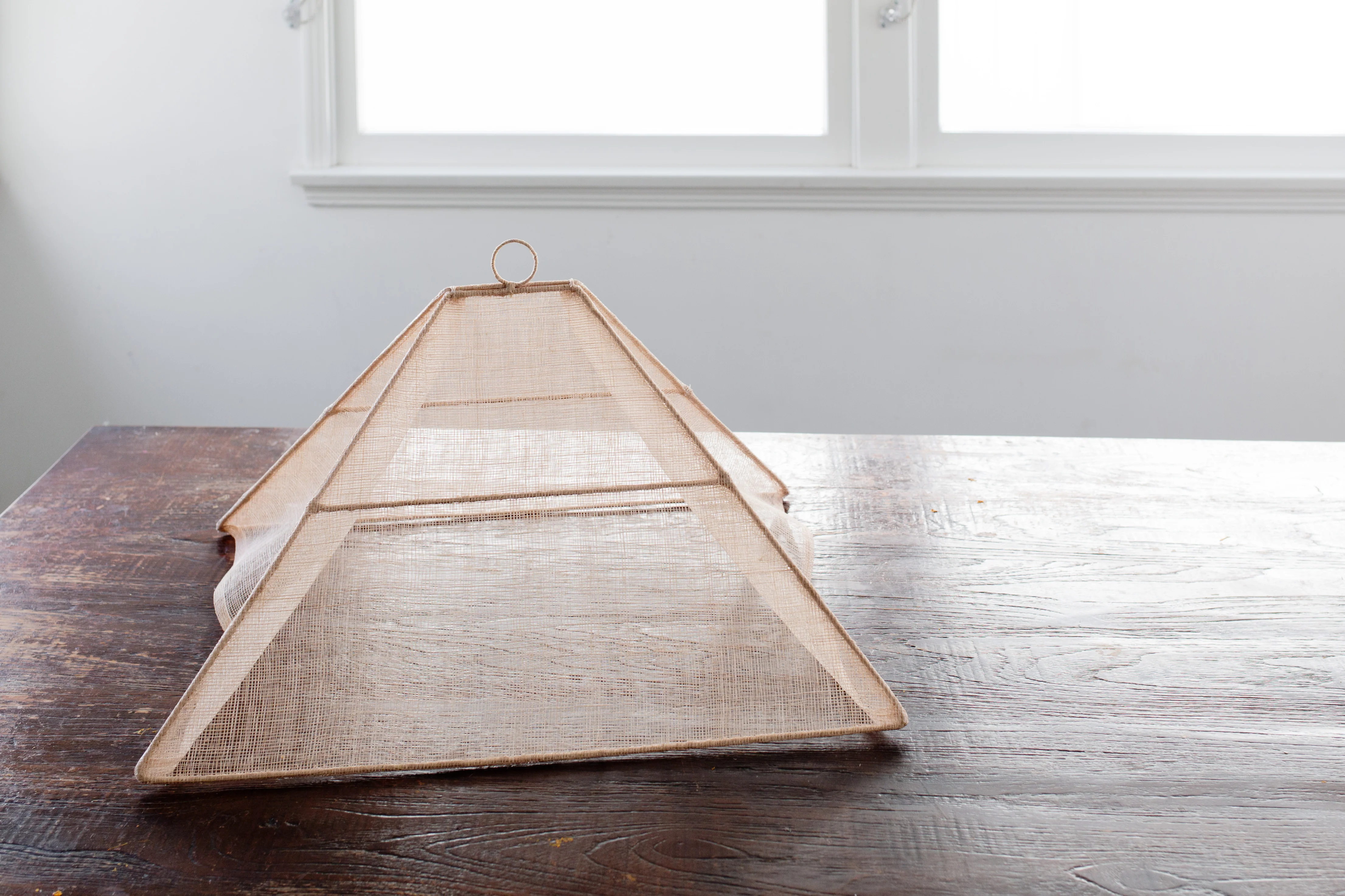 Handmade Collapsible Woven Food Tent | Natural Rose