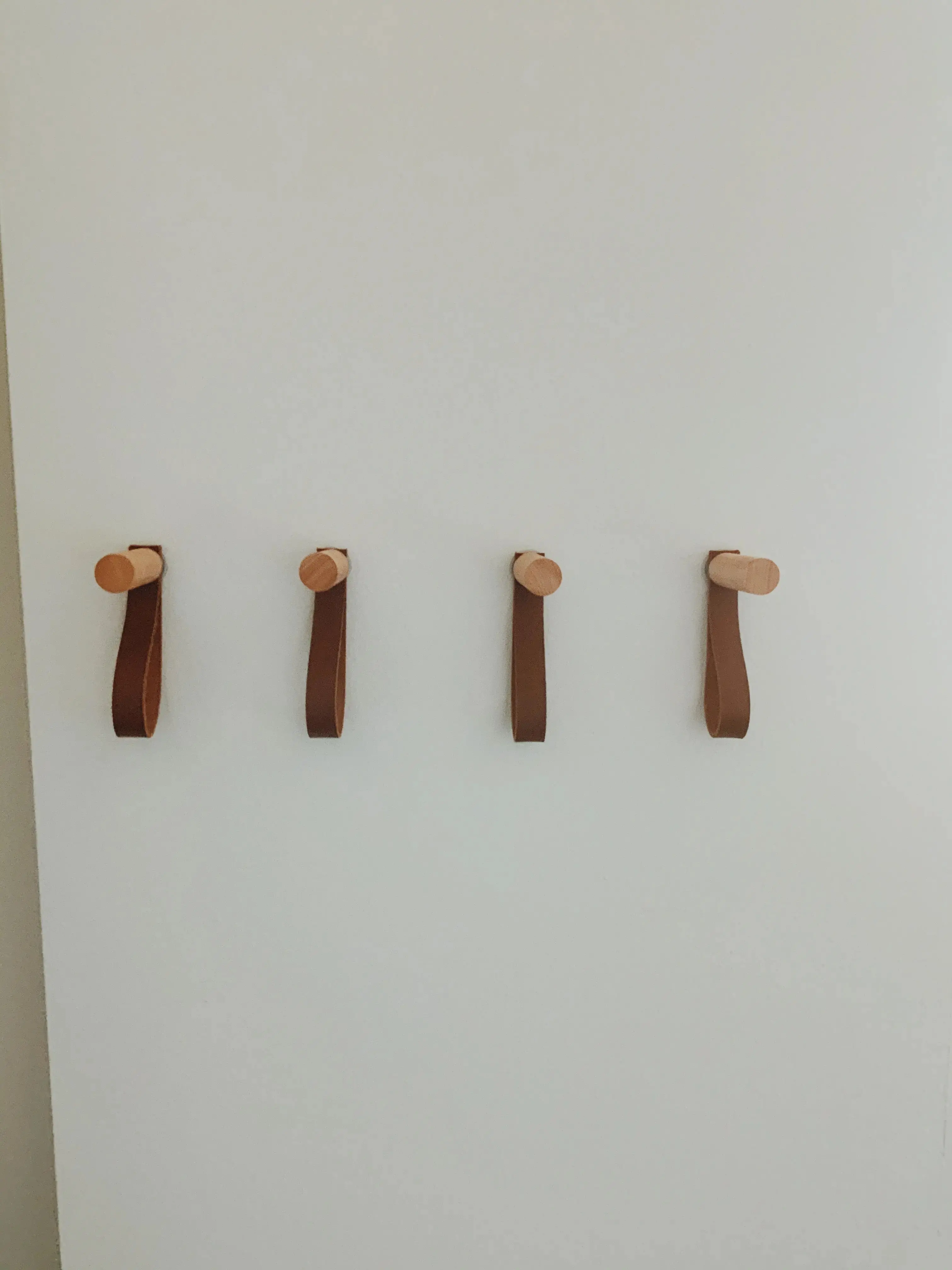 Modern Wood Hook With Leather Strap