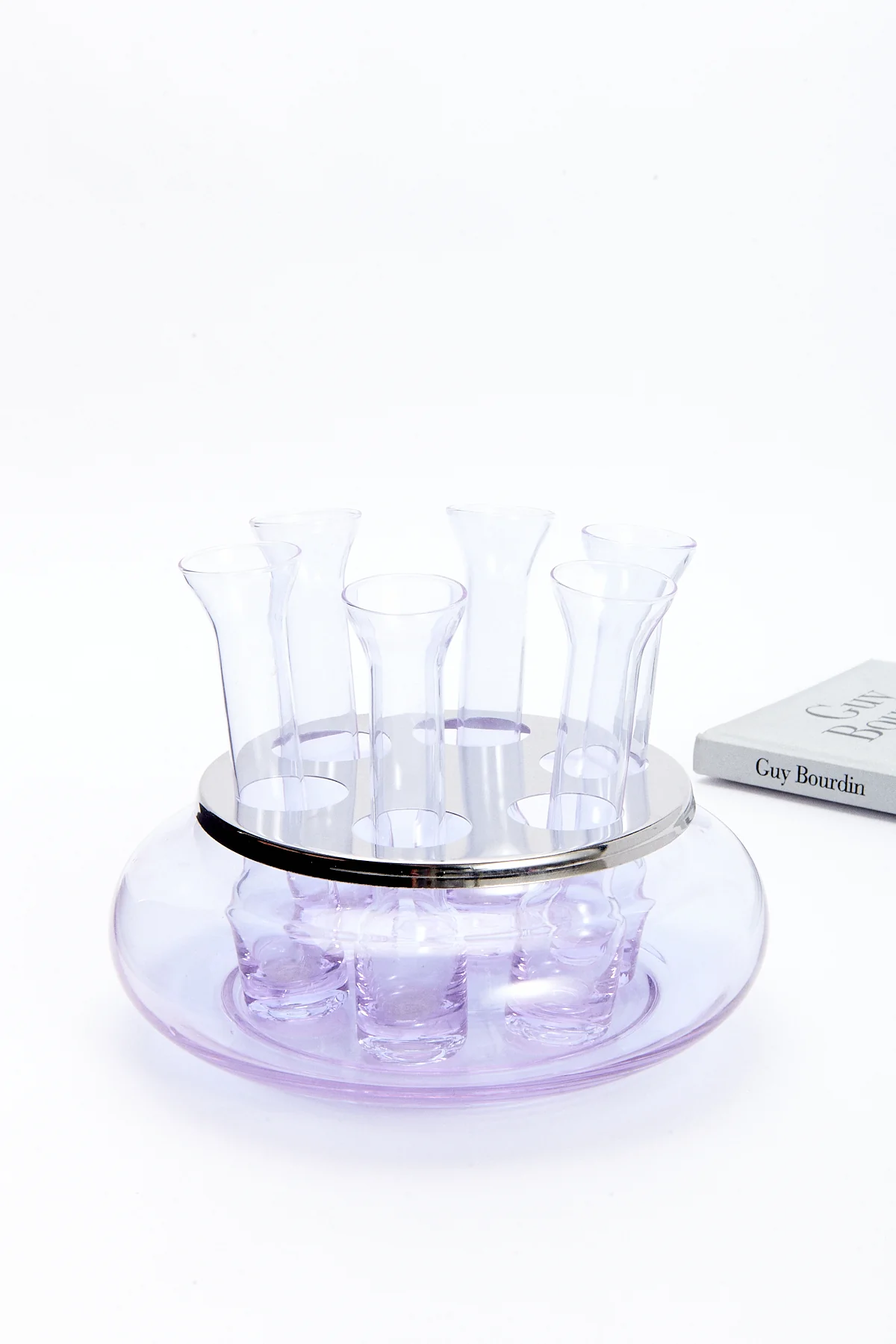 1970s Lavender Vodka Shot Glass Set and Bowl