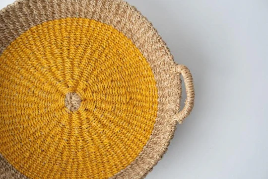 Woven Round Tray I Yellow