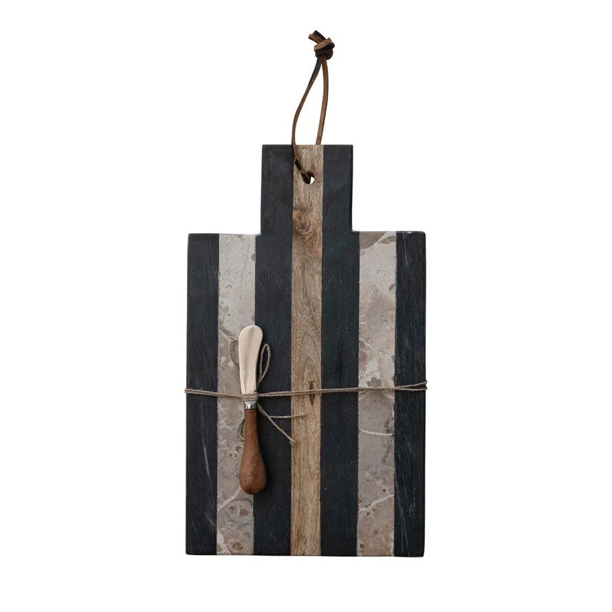 Ellis Black + Marble Striped Board