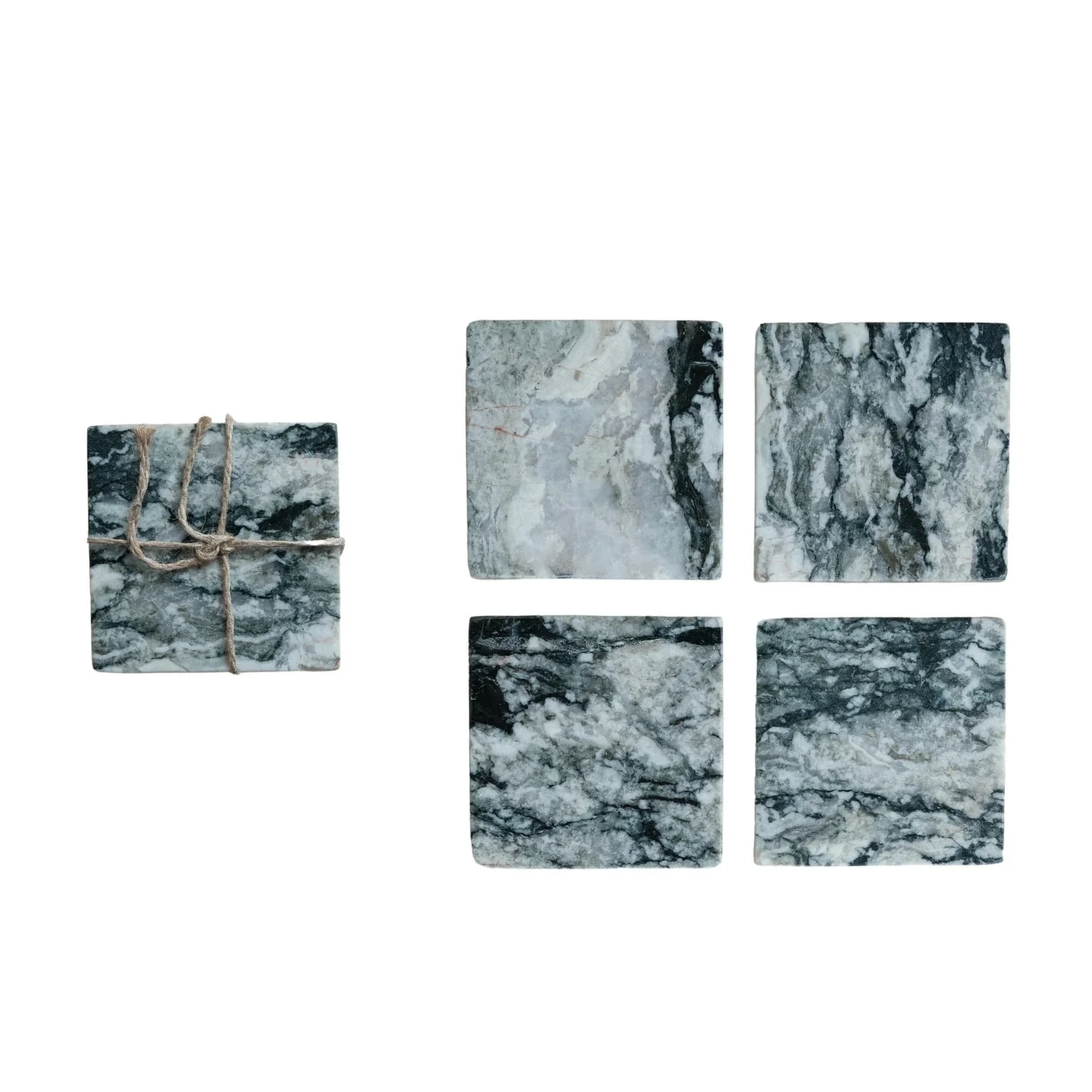 Carrara Marble Coasters, Set of 4