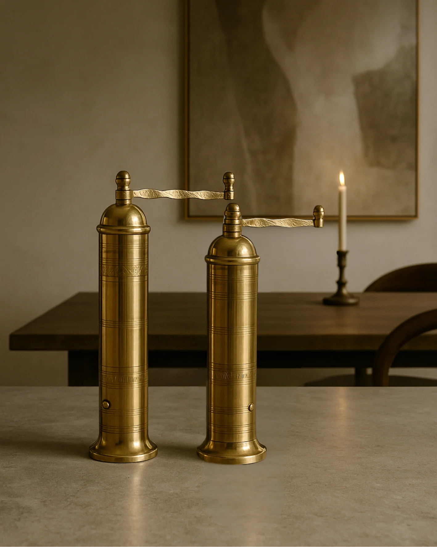 Ophelia Greek Salt + Pepper Mills, Set of 2