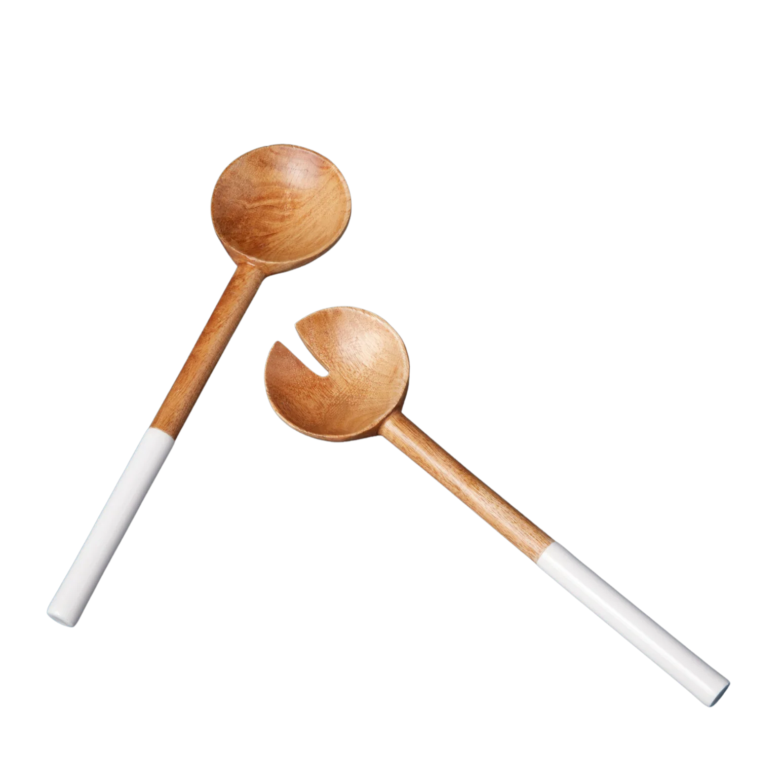 Palmer Wood + White Salad Servers, Set of 2