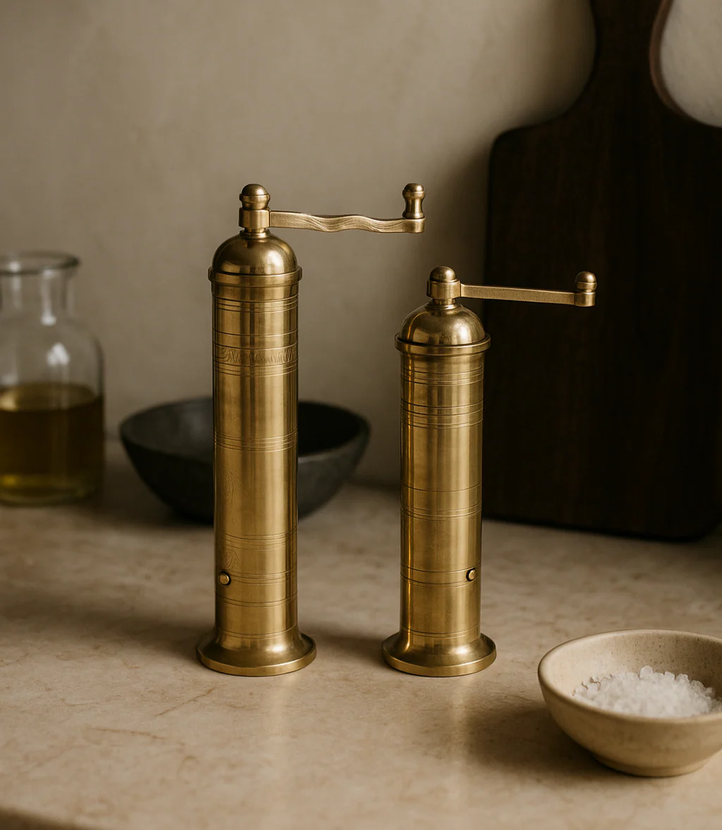 Ophelia Greek Salt + Pepper Mills, Set of 2