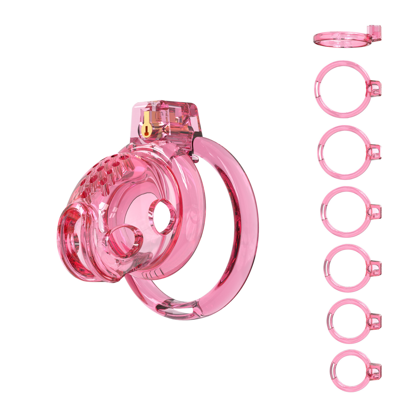 Male Chastity Cage - Lightweight Chastity Cage for Men with 6 Sizes Rings Chastity Device Adult Sex Toy for Man - Cock Cage(Pink)