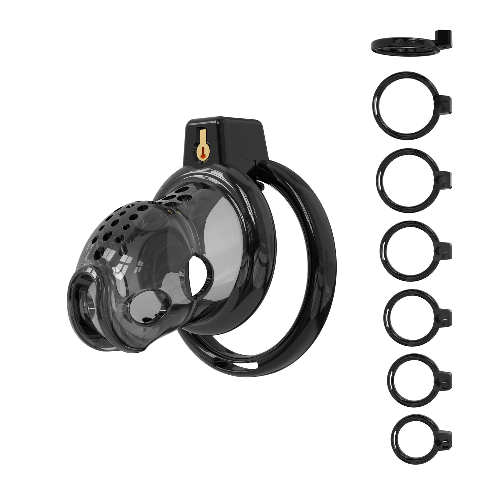 Male Chastity Cage - Lightweight Chastity Cage for Men with 6 Sizes Rings Chastity Device Adult Sex Toy for Man - Cock Cage(Black)
