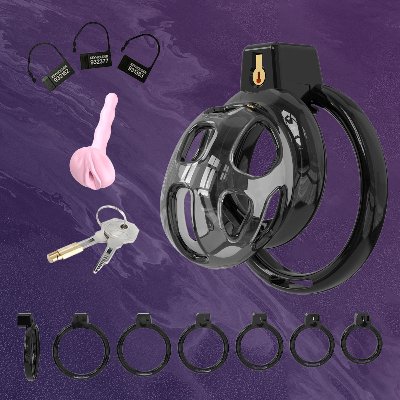 Adjustable Small Black Cock Cage with Secure Hidden Lock & Ventilation – Features a discreet locking mechanism and breathable design for hygiene and ease of use.
