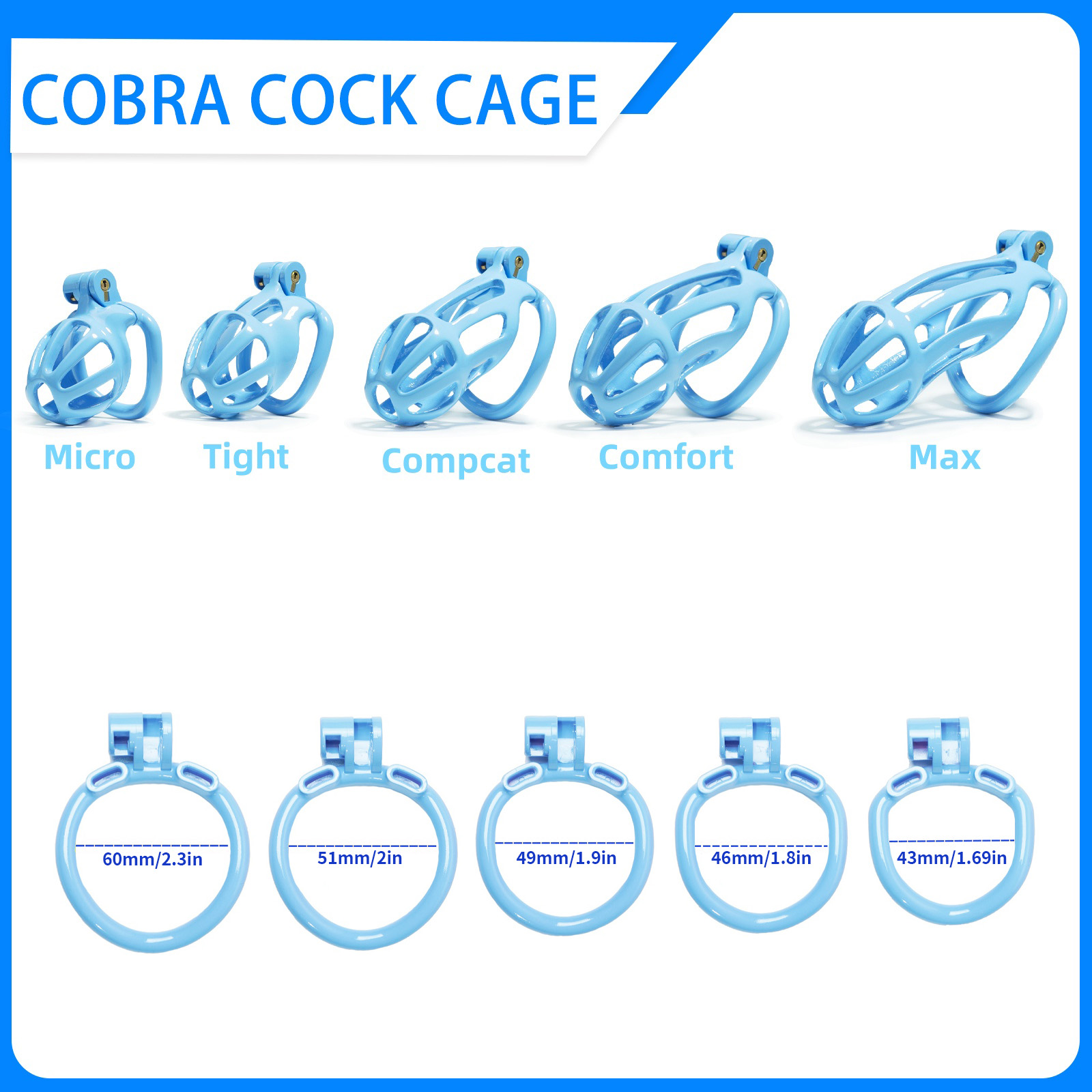 Large Male Chastity Cage with 5 Adjustable Rings – Secure & Breathable Design – A 3D-printed, lightweight device with a hollow-out structure for enhanced airflow.