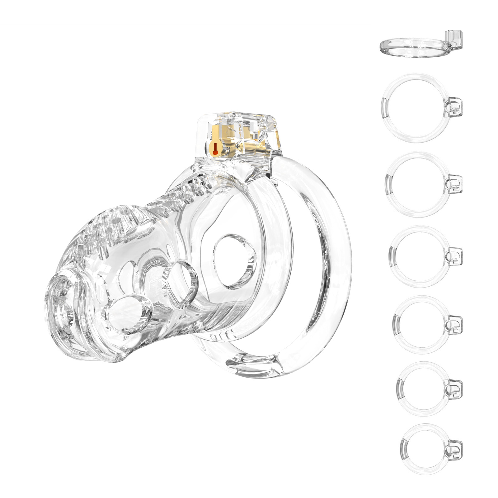 Male Chastity Cage - Lightweight Chastity Cage for Men with 6 Sizes Rings Chastity Device Adult Sex Toy for Man - Cock Cage(White)