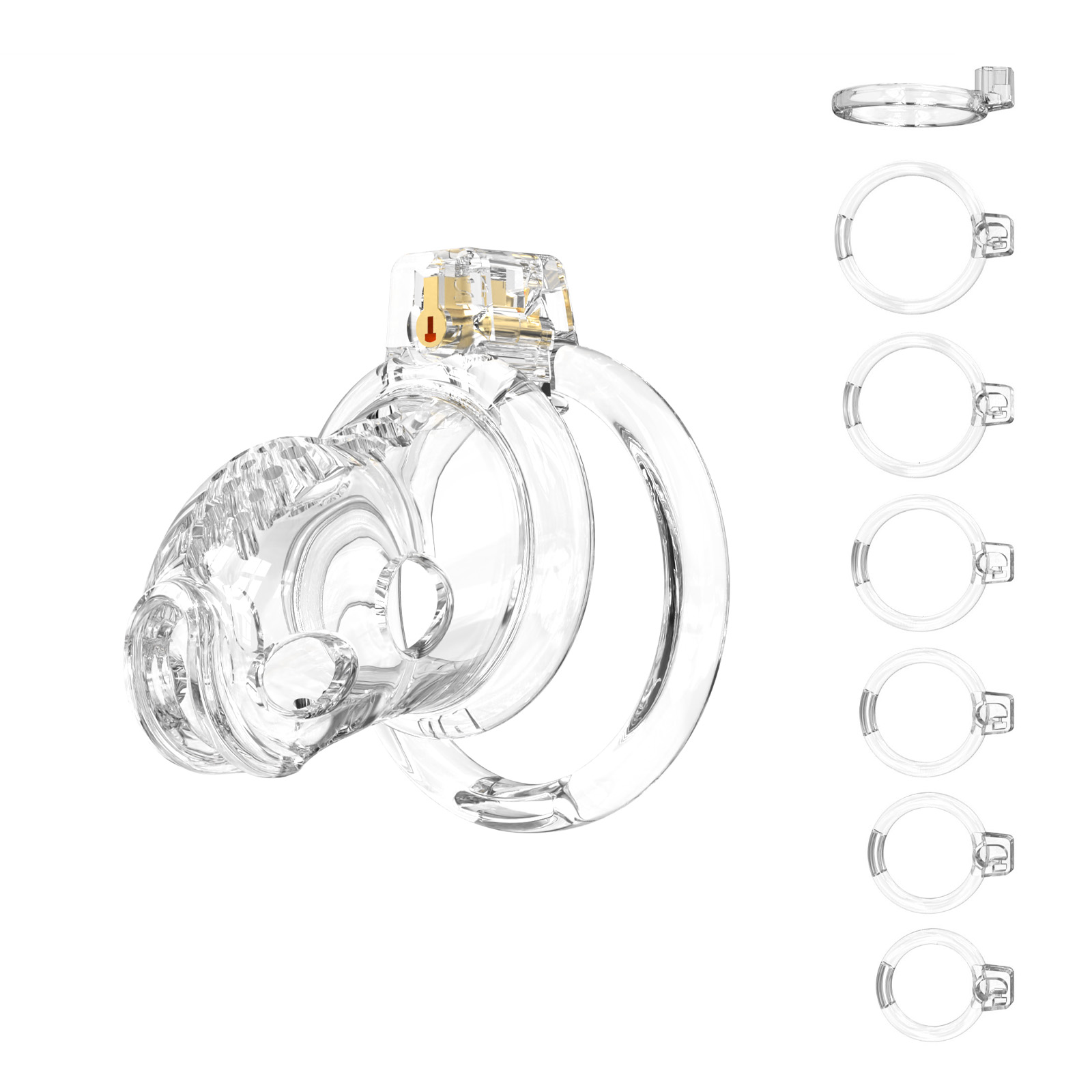 Male Chastity Cage - Lightweight Chastity Cage for Men with 6 Sizes Rings Chastity Device Adult Sex Toy for Man - Cock Cage(White)