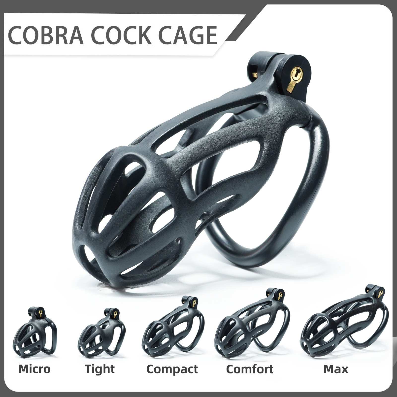 Large Male Chastity Cage with 5 Adjustable Rings – Secure & Breathable Design – A lightweight and ergonomic chastity device designed for comfort and control.