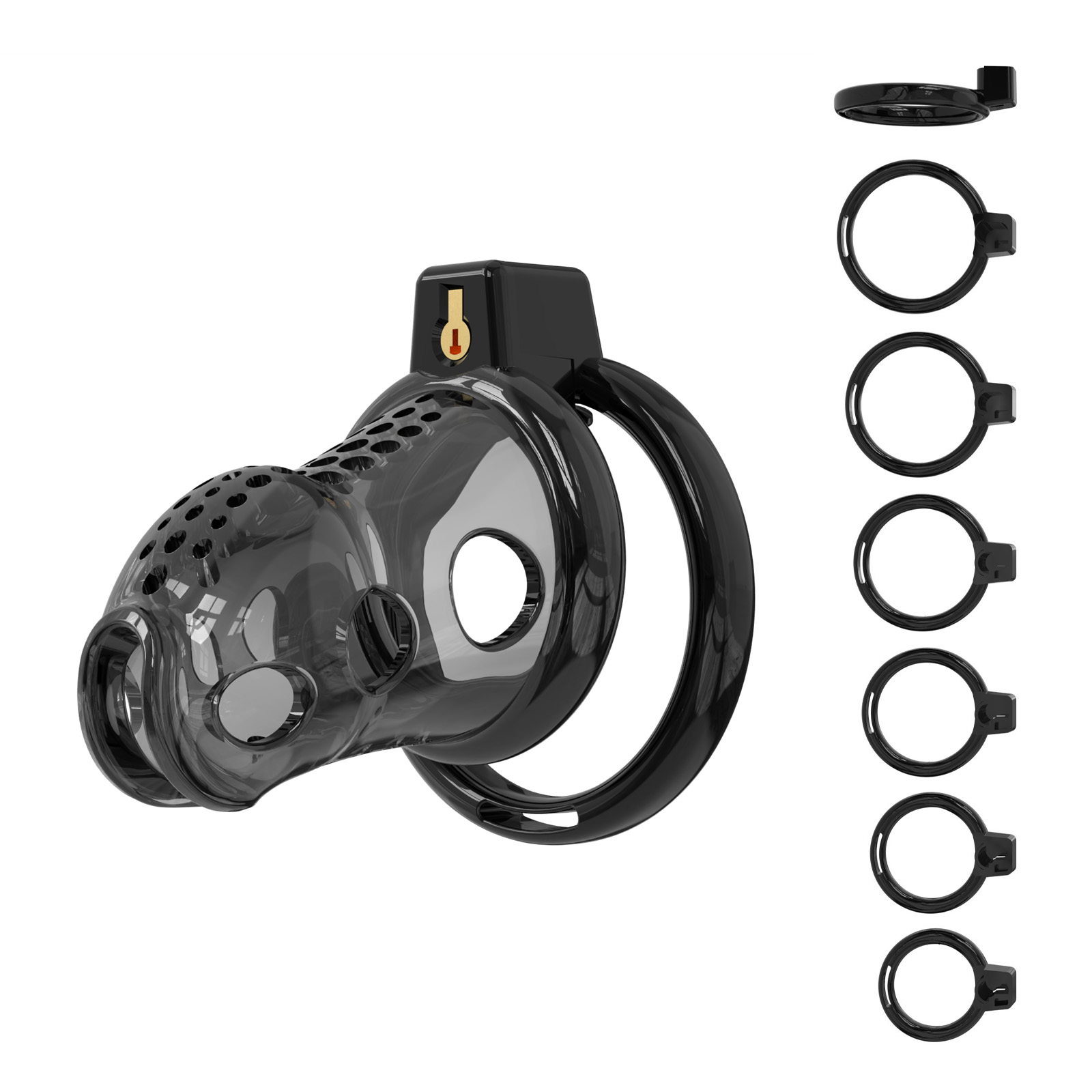 Male Chastity Cage - Lightweight Chastity Cage for Men with 6 Sizes Rings Chastity Device Adult Sex Toy for Man - Cock Cage(Black)