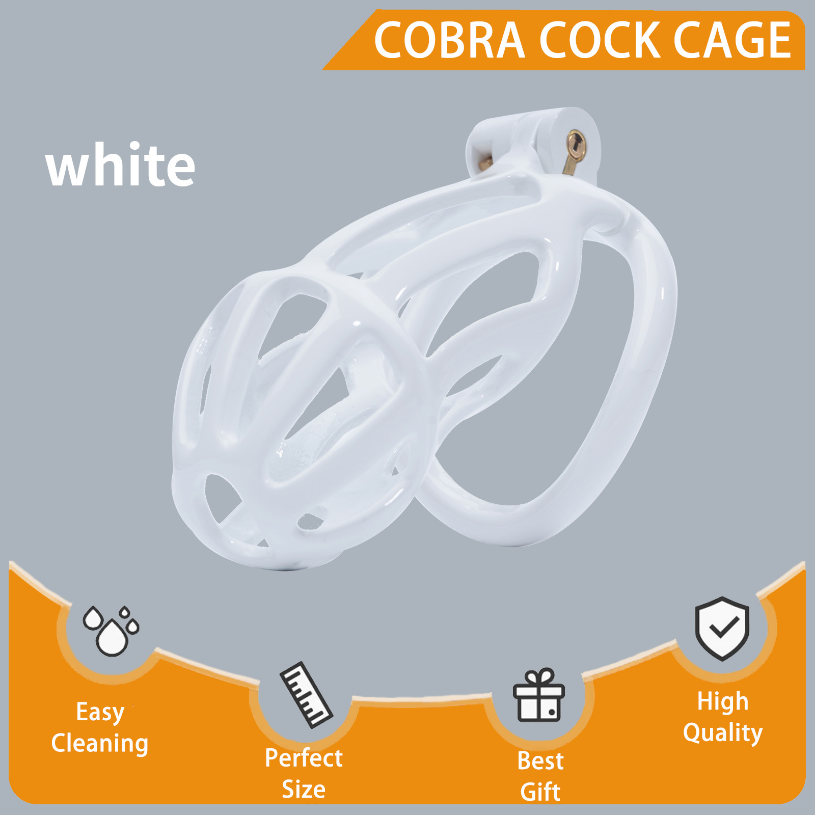 Male Chastity Cage 3D Printed Sissy Cage Cock Cage with Soft TPE Bondage Gear & Accessories Adult Sex Toys Slave Tool Chastity Devices (White)