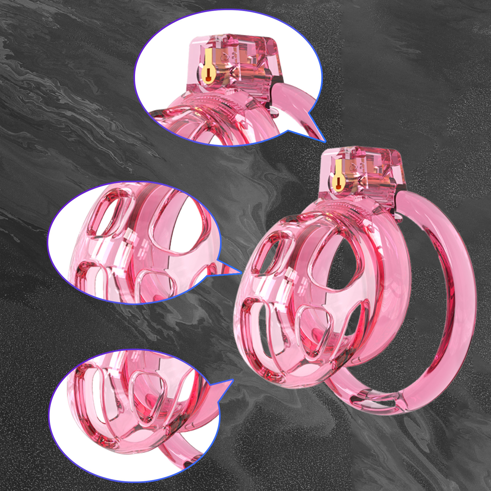 Adjustable Small Pink Cock Cage with Secure Hidden Lock & Ventilation – Features a discreet locking mechanism and breathable design for hygiene and ease of use.