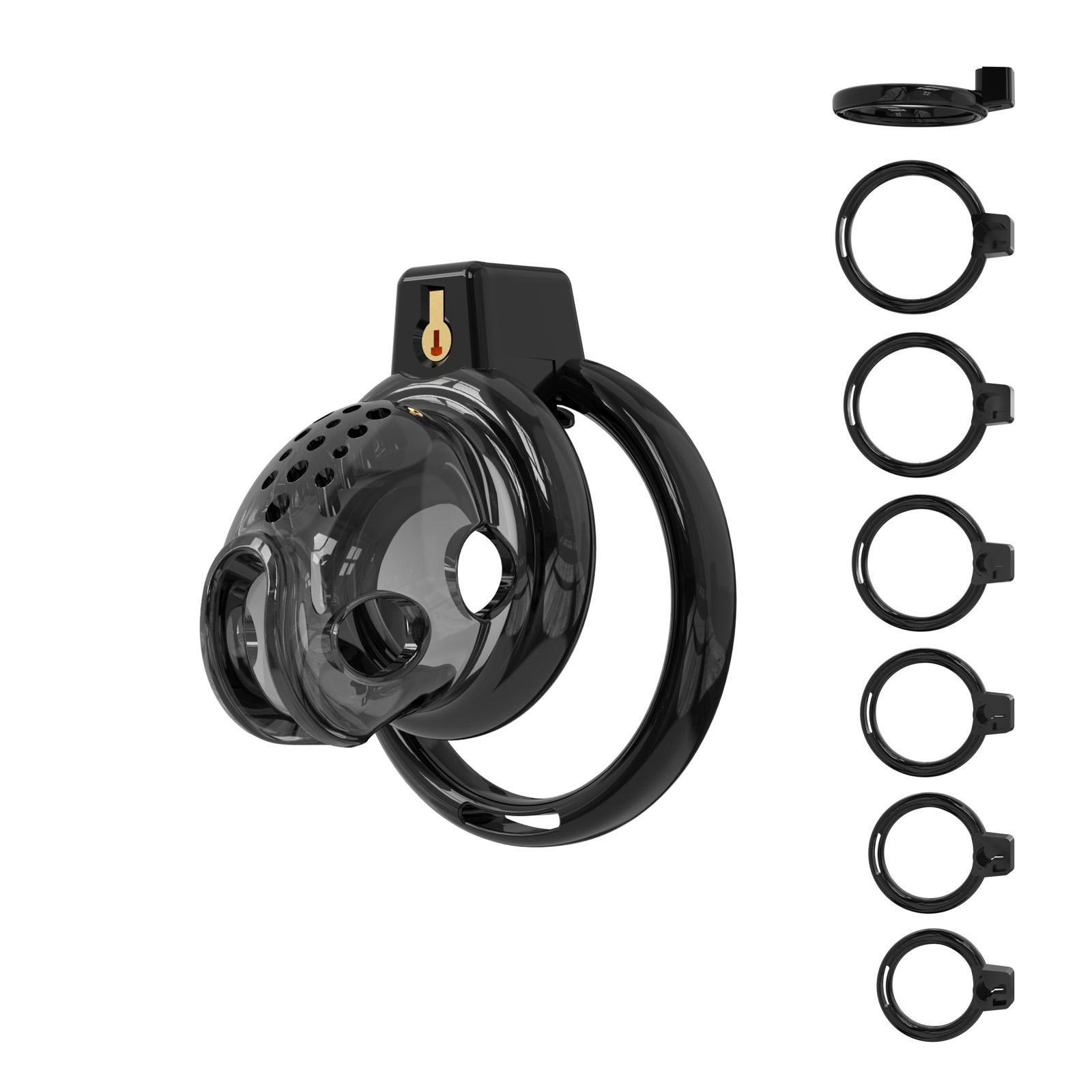 Male Chastity Cage - Lightweight Chastity Cage for Men with 6 Sizes Rings Chastity Device Adult Sex Toy for Man - Cock Cage(Black)