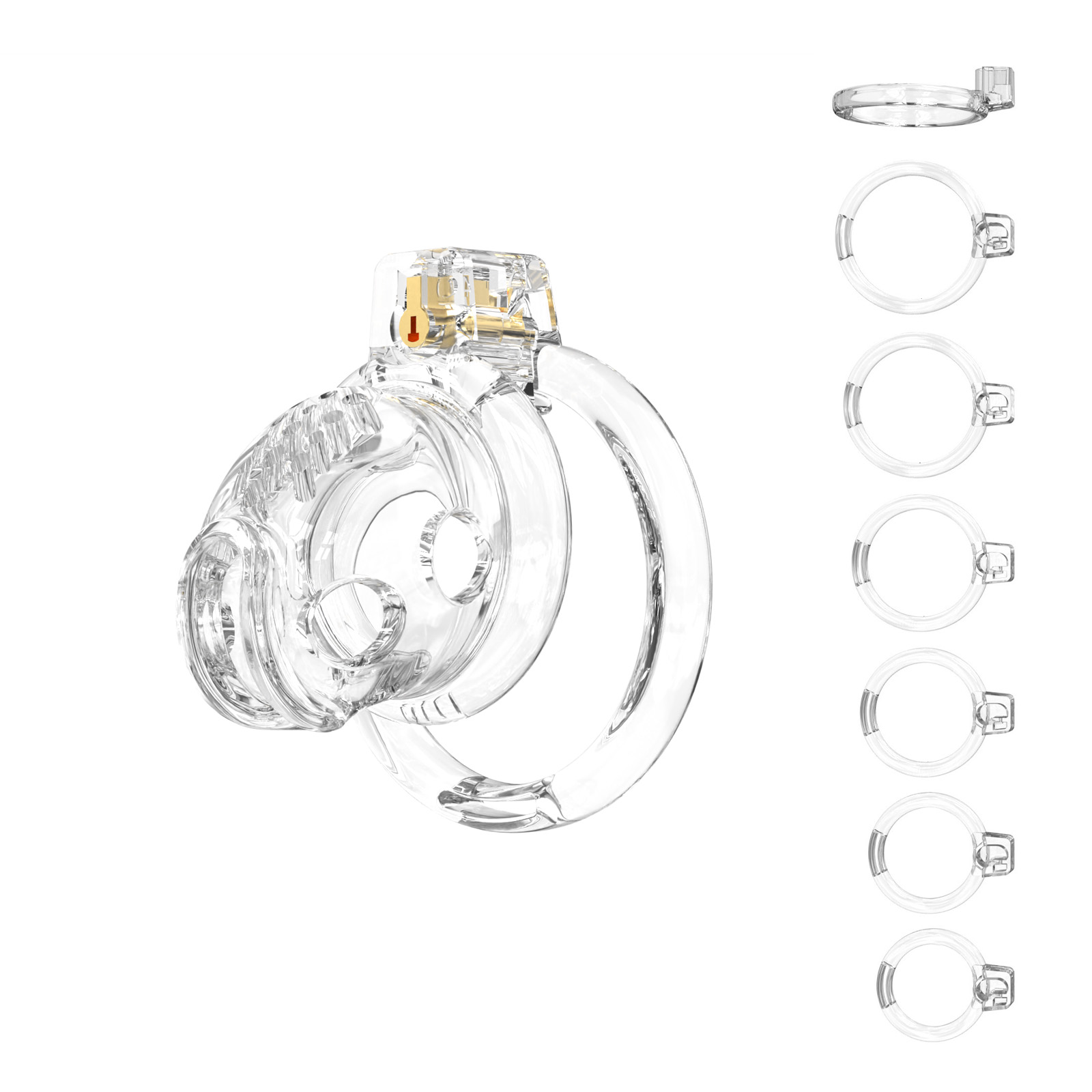 Male Chastity Cage - Lightweight Chastity Cage for Men with 6 Sizes Rings Chastity Device Adult Sex Toy for Man - Cock Cage(White)