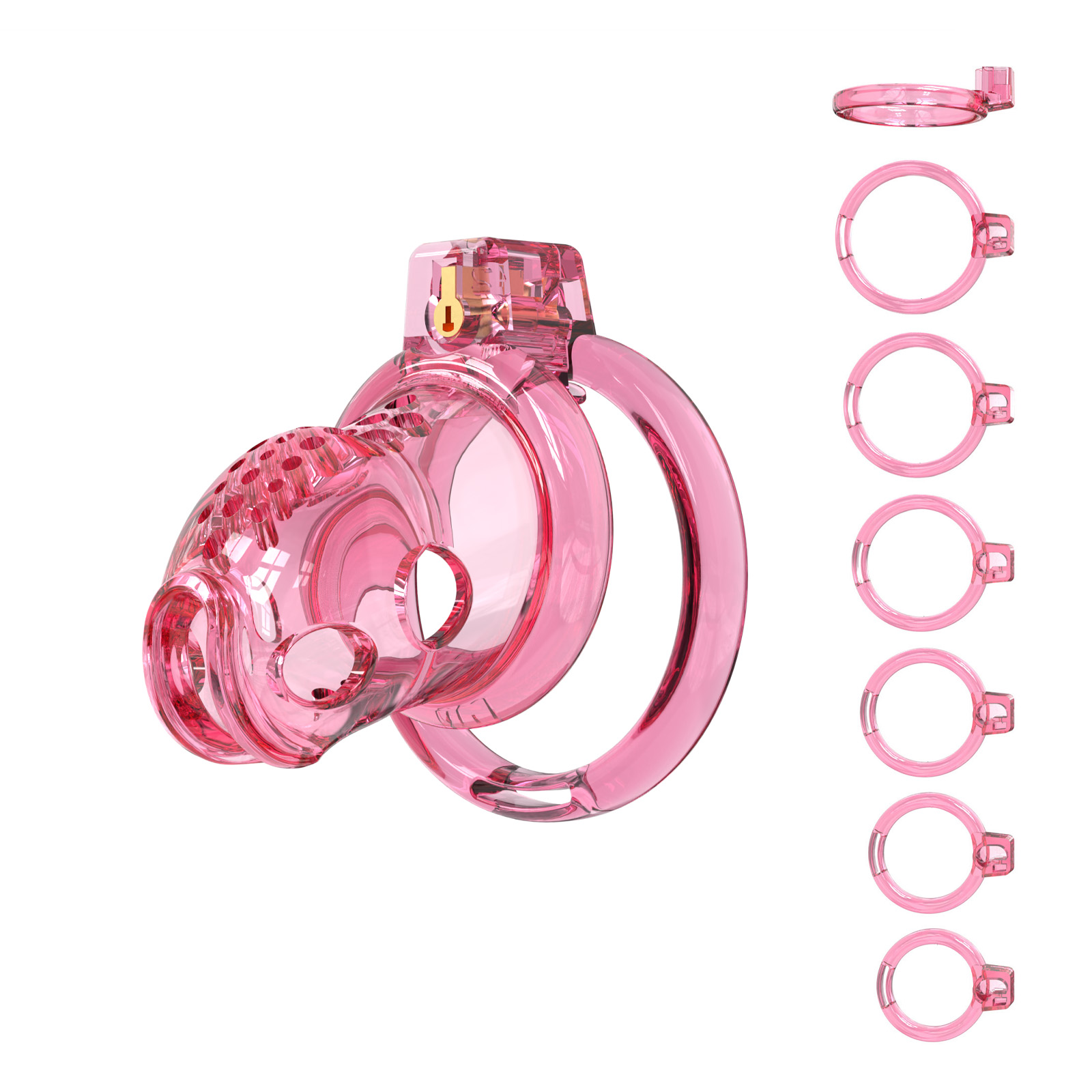 Male Chastity Cage - Lightweight Chastity Cage for Men with 6 Sizes Rings Chastity Device Adult Sex Toy for Man - Cock Cage(Pink)