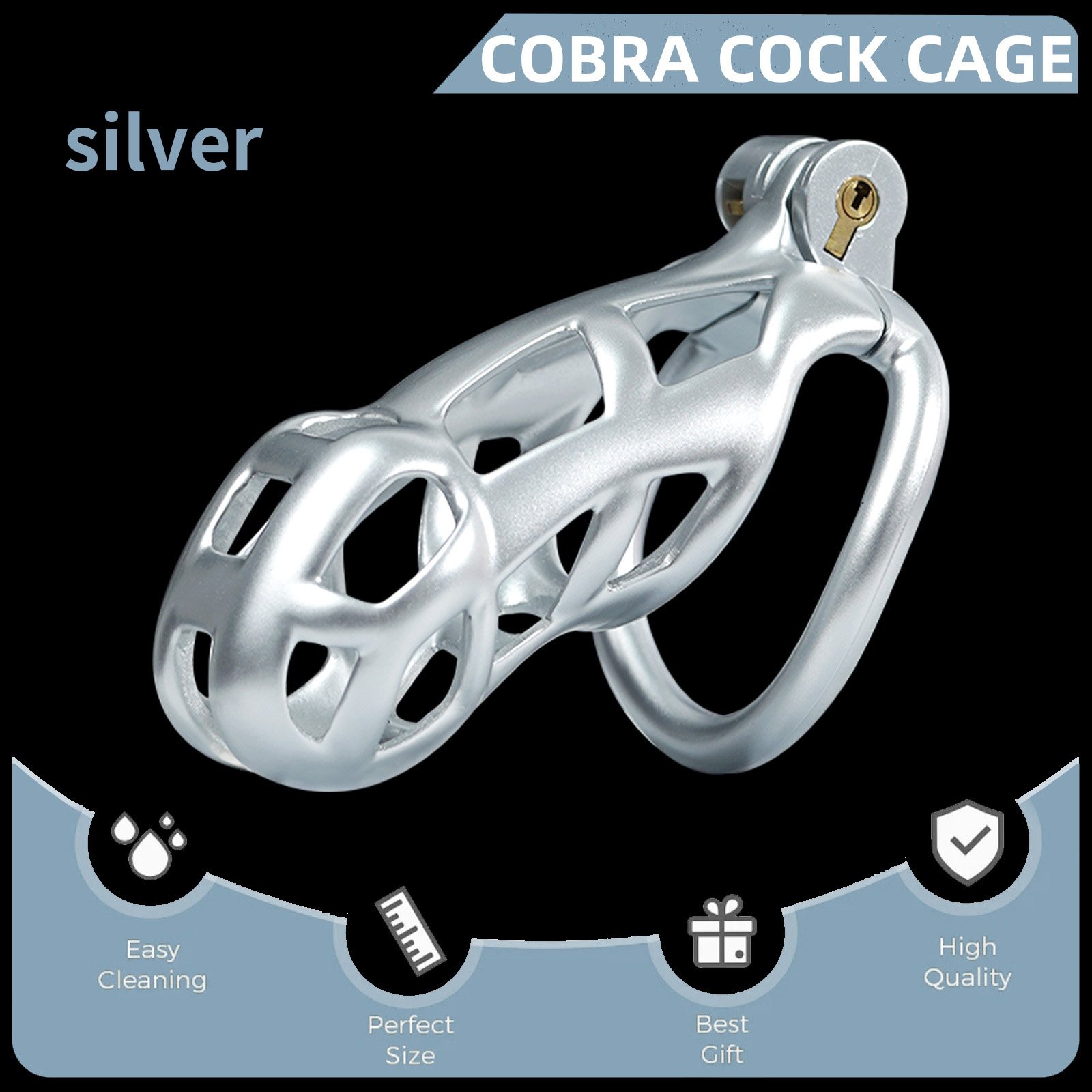Lightweight Nylon Male Chastity Cage with Silicone Catheter – A 3D-printed, lightweight male chastity device made of nylon, designed for long-term wear with a comfortable silicone catheter.