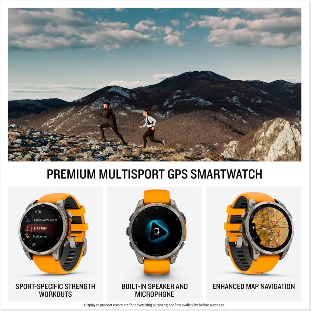 Garmin fēnix® 8 – 51 mm, AMOLED, Sapphire, Premium Multisport GPS Smartwatch, Long-Lasting Battery Life, Dive-Rated, Built-in LED Flashlight, Titanium with Spark Orange/Graphite Band