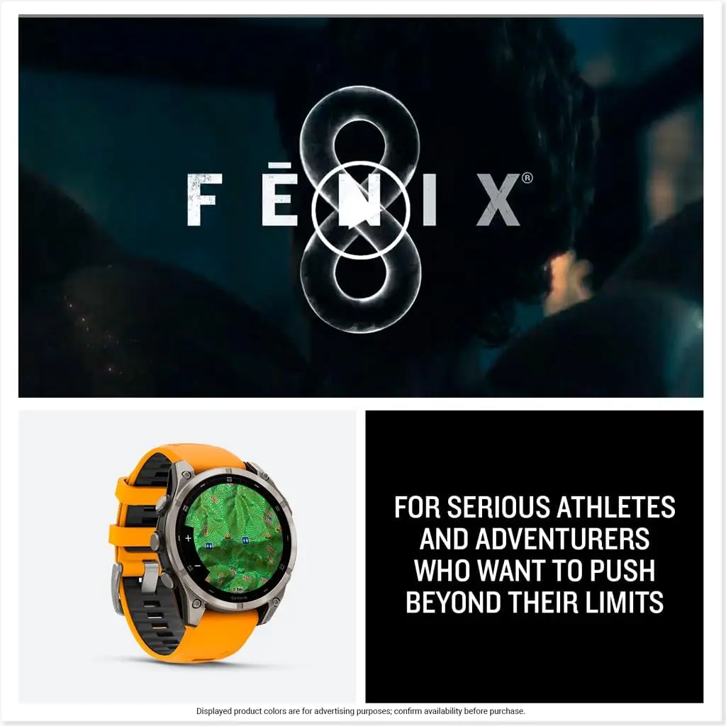 Garmin fēnix® 8 – 51 mm, AMOLED, Sapphire, Premium Multisport GPS Smartwatch, Long-Lasting Battery Life, Dive-Rated, Built-in LED Flashlight, Titanium with Spark Orange/Graphite Band