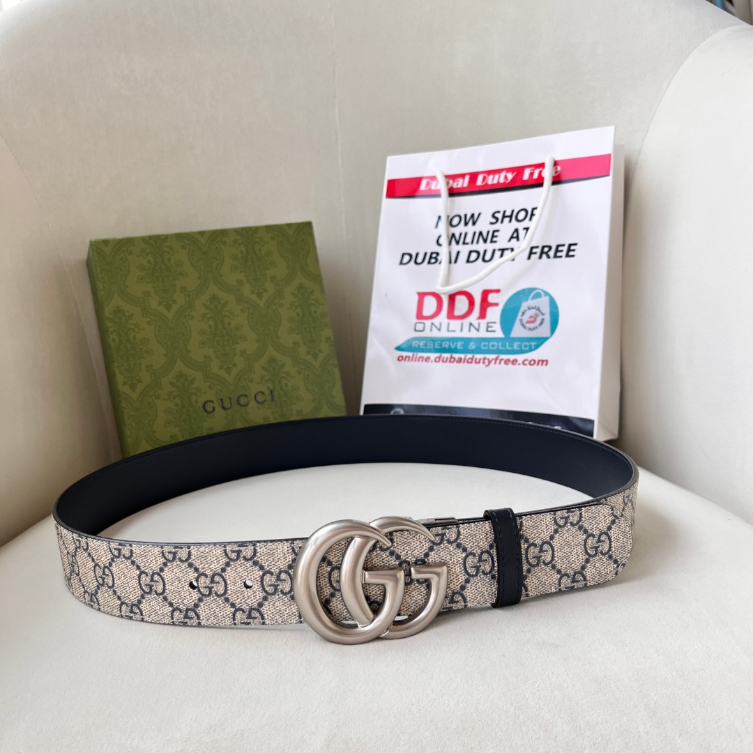 WIDE LEATHER BELT WITH DOUBLE G BUCKLE