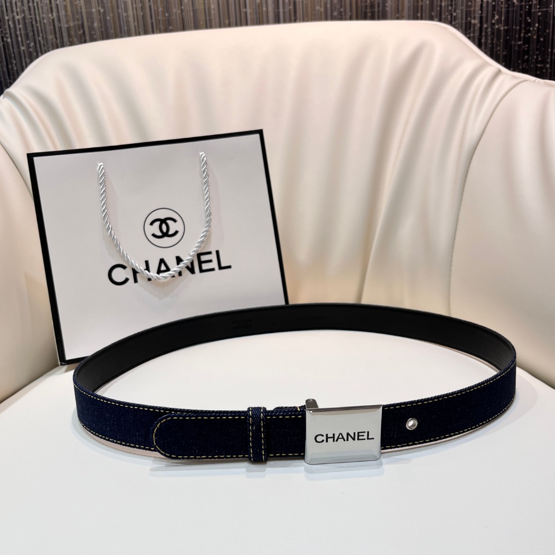 CHANEL Pre-Owned 1990s CC Turn-lock denim belt