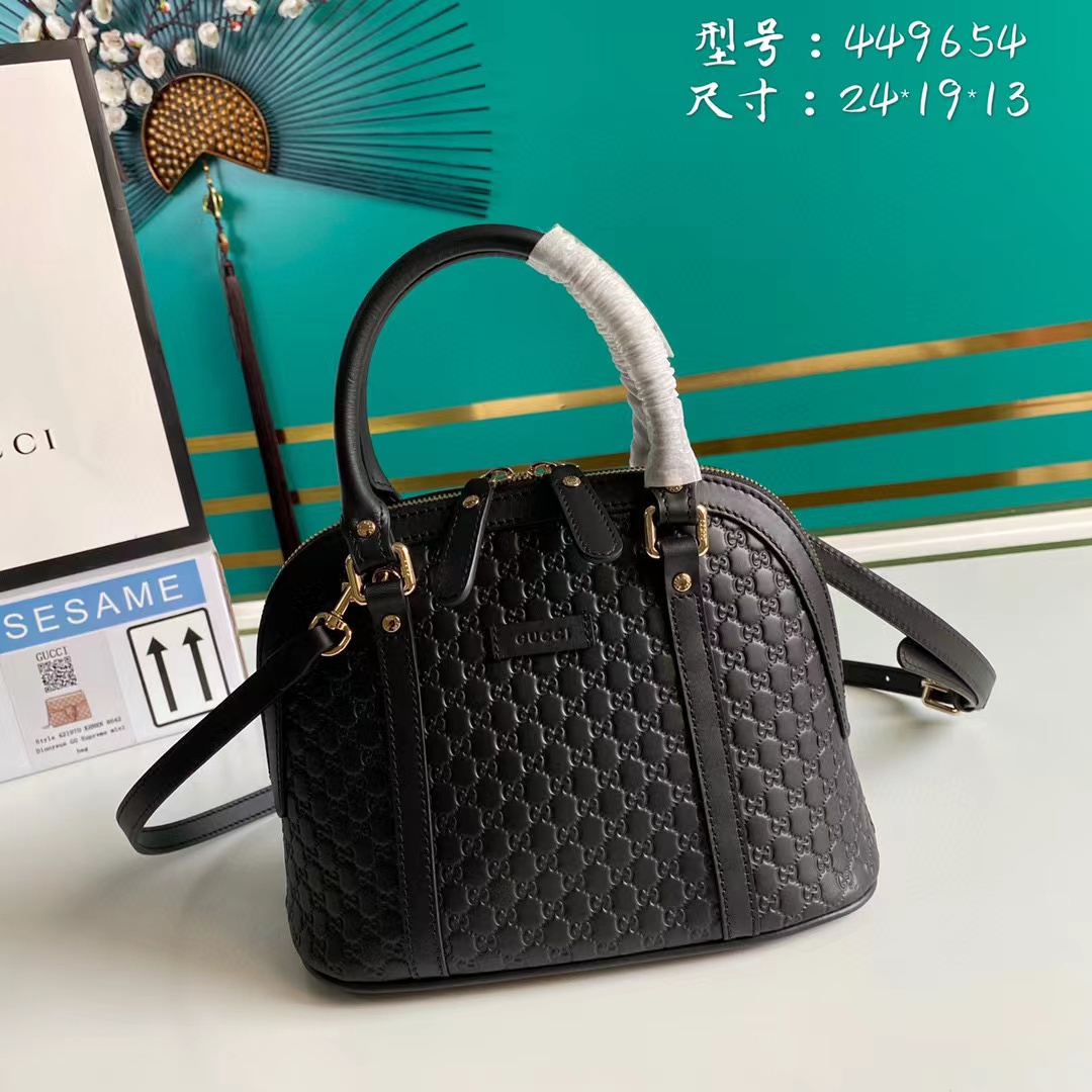GUCCI Micro GG Leather Mini Dome Crossbody Bag