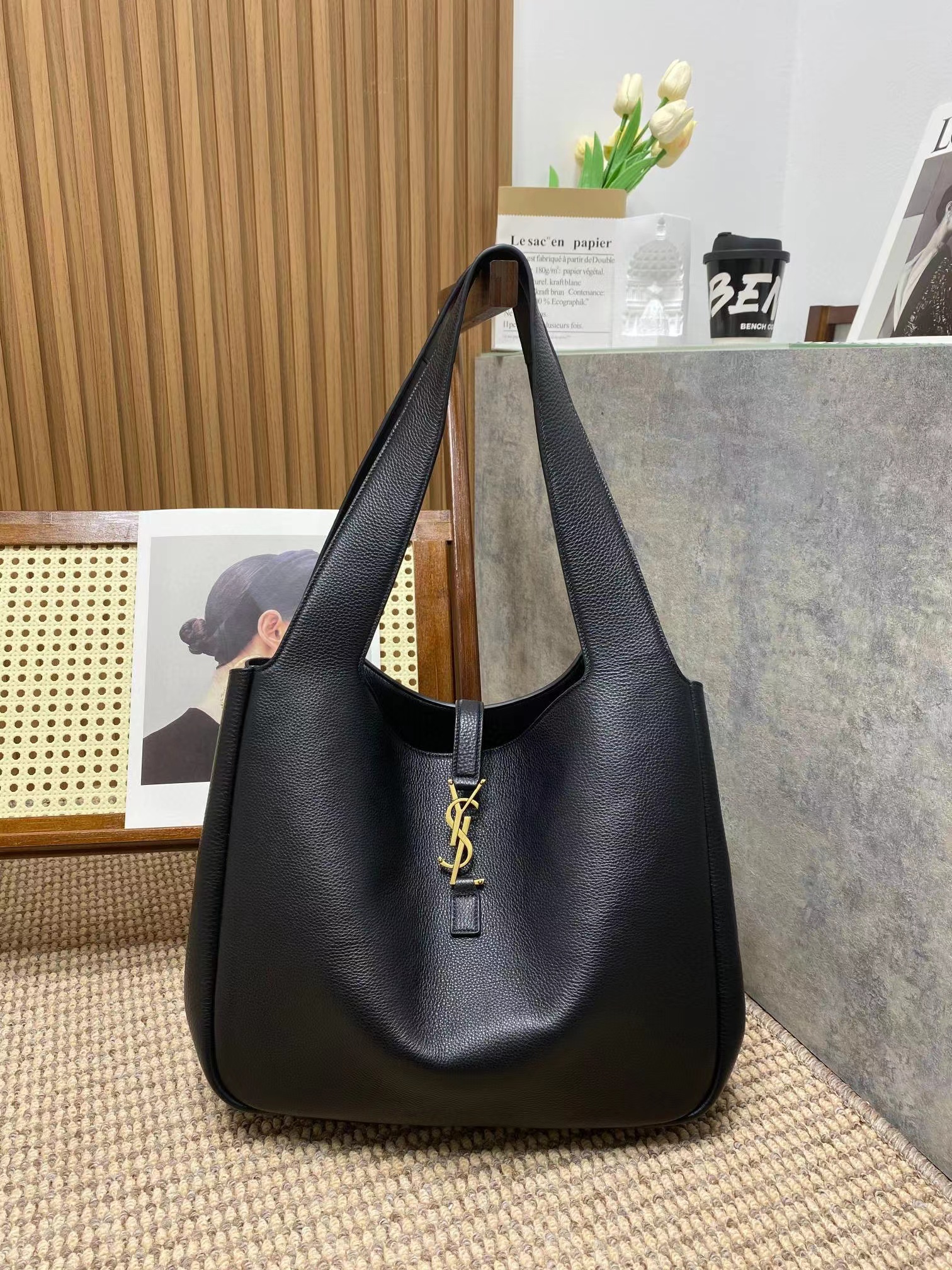 YSL BEA IN GRAINED LEATHER