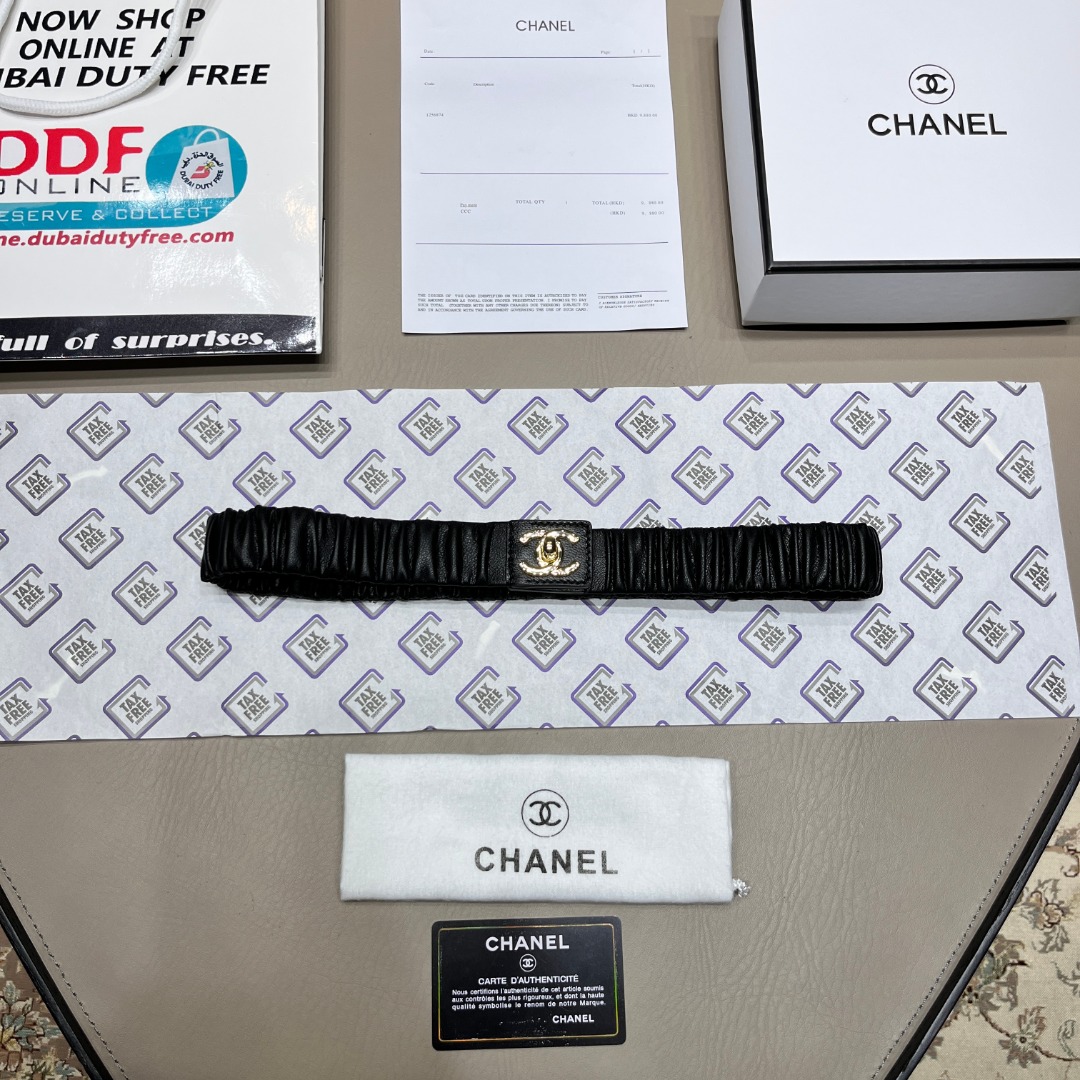 Lambskin Ruched CC Belt