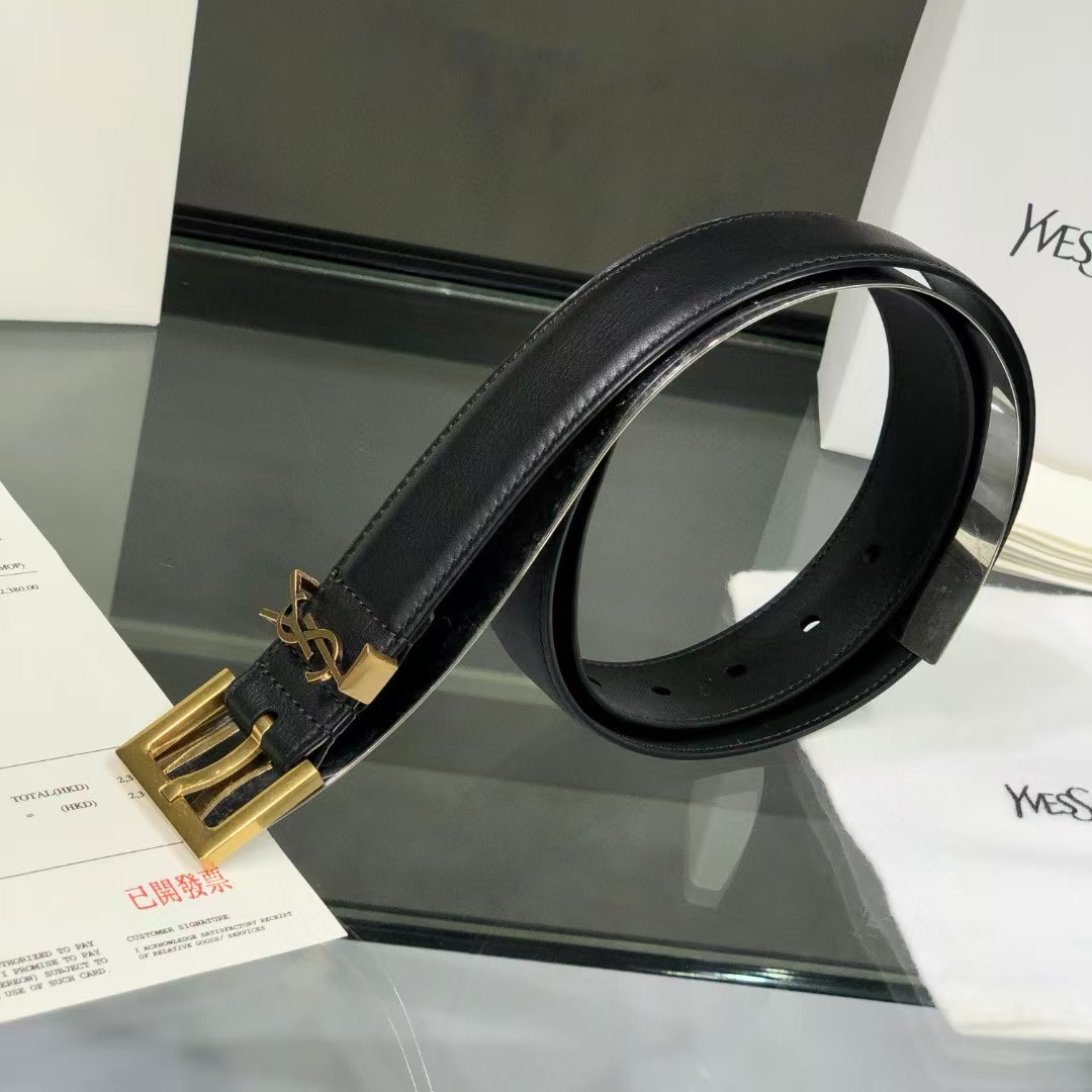 YSL Cassandre leather belt