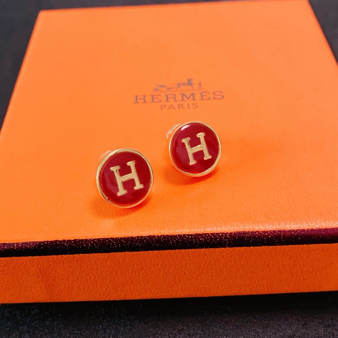 Hermes H Letter Earrings