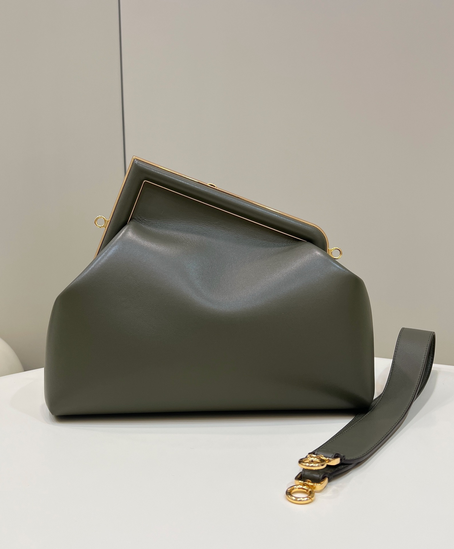 FENDI FIRST Medium Dark Green leather bag