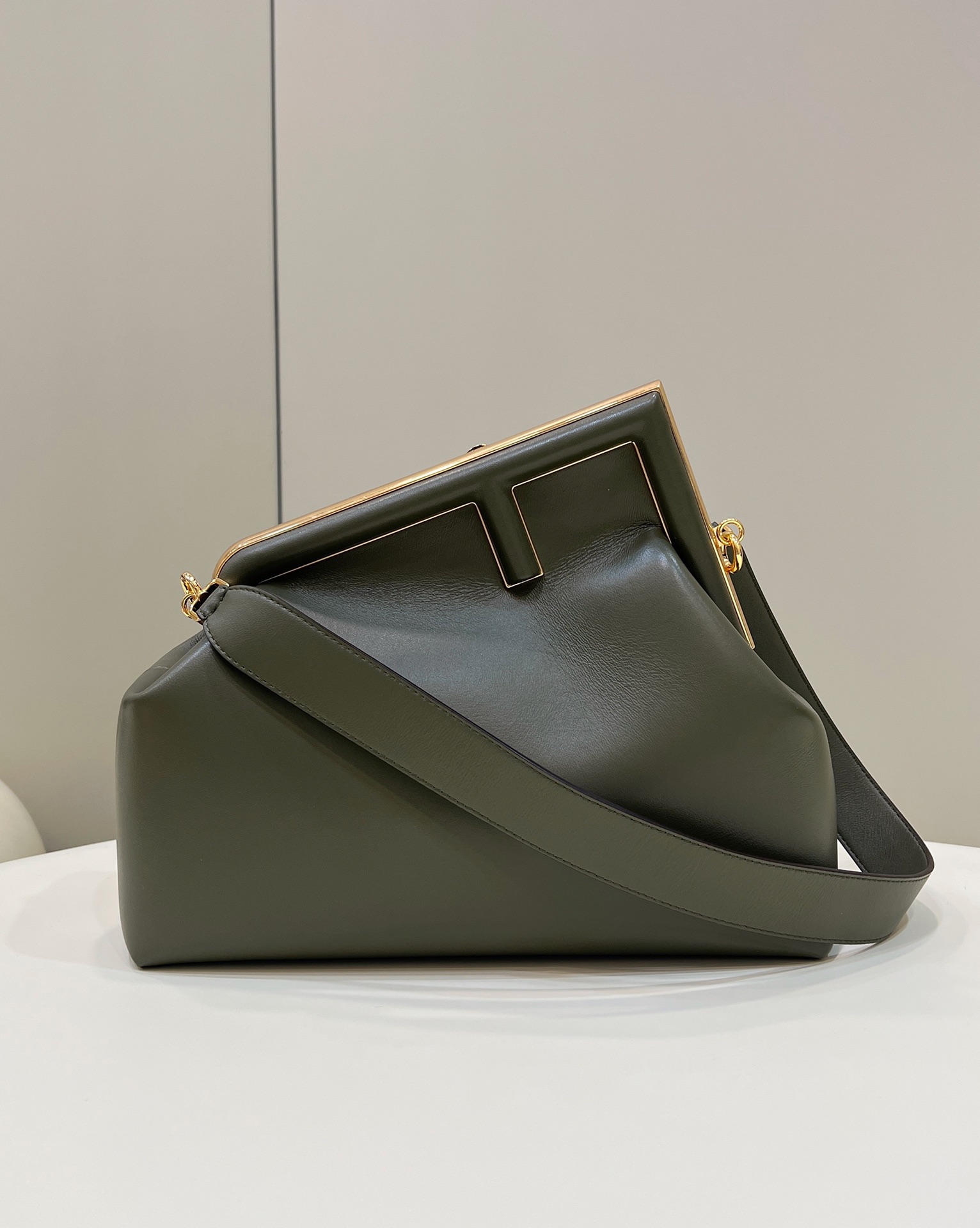 FENDI FIRST Medium Dark Green leather bag