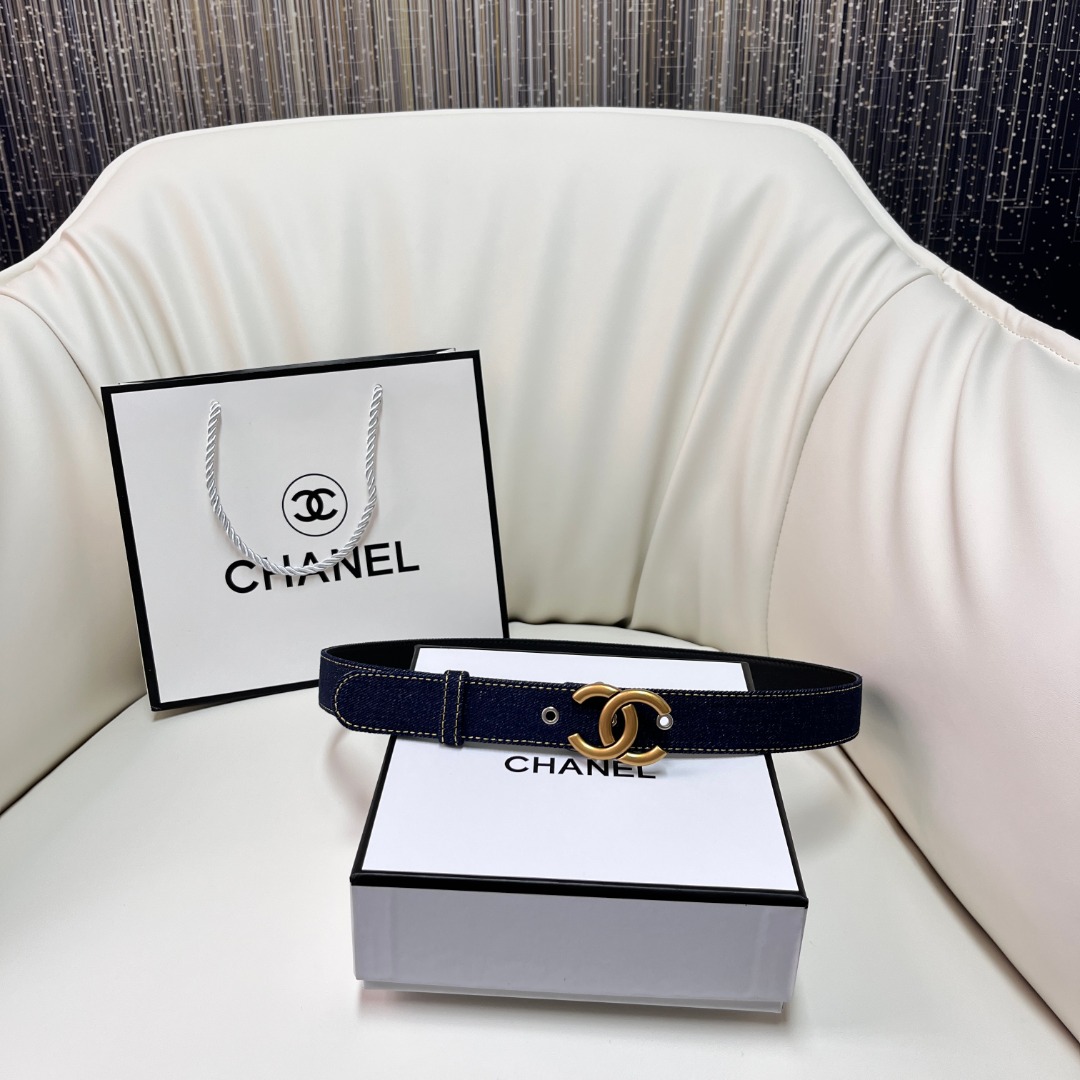CHANEL Pre-Owned 1990s CC Turn-lock denim belt