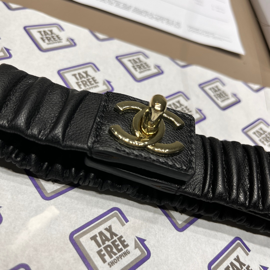 Lambskin Ruched CC Belt