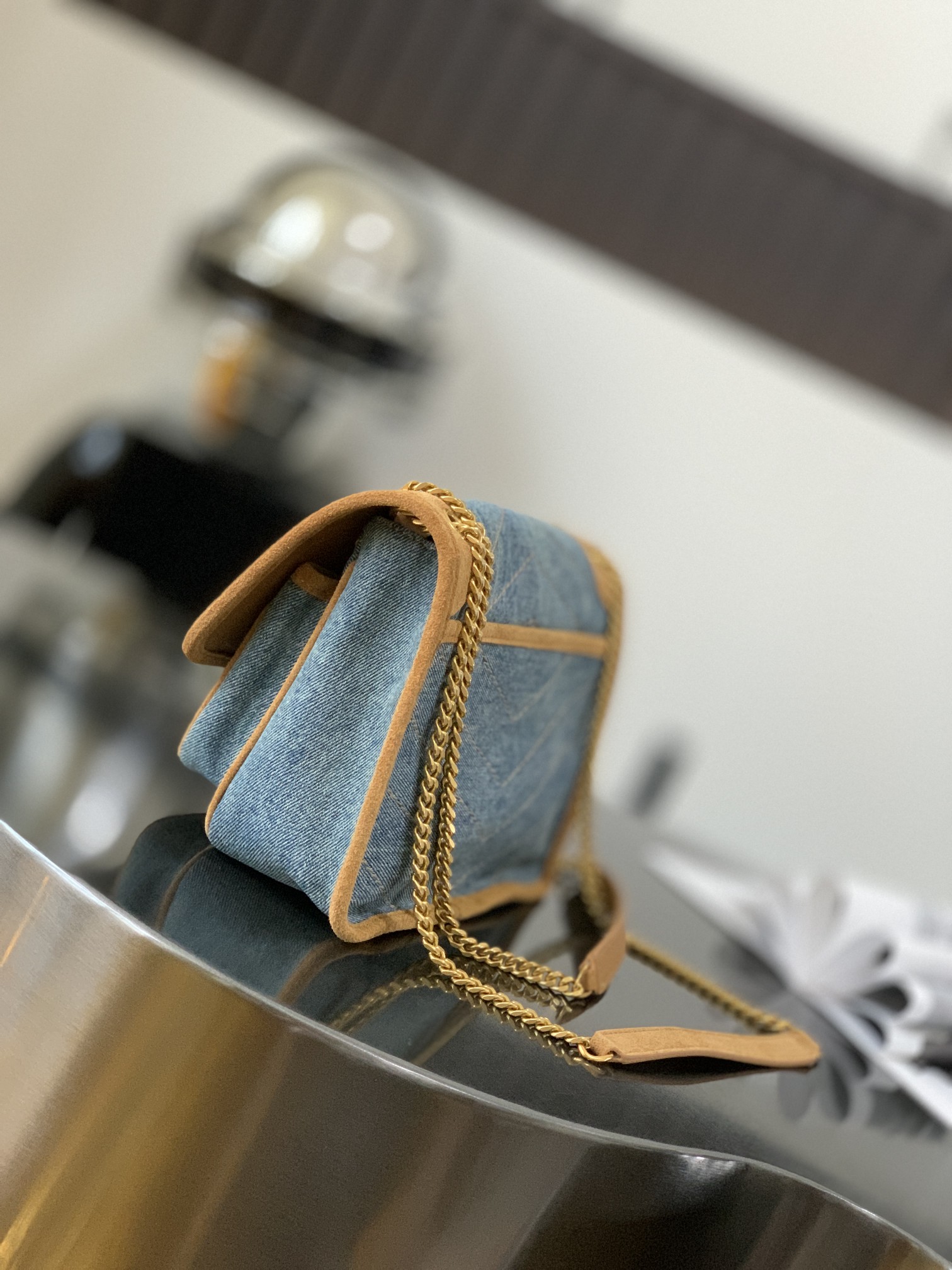 NIKI BABY CHAIN BAG IN CROCODILE-EMBOSSED LEATHER