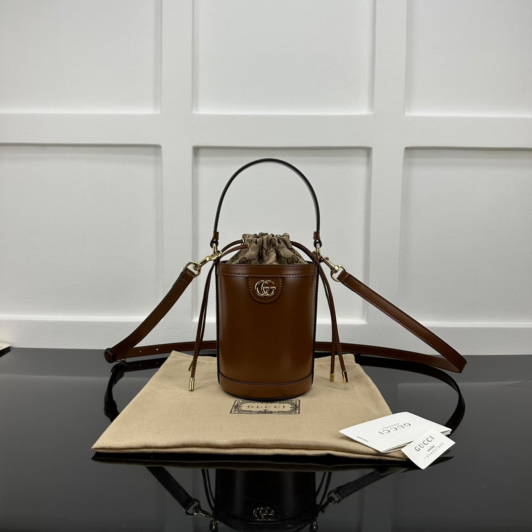 Gucci Ophidia mini bucket bag in brown leather