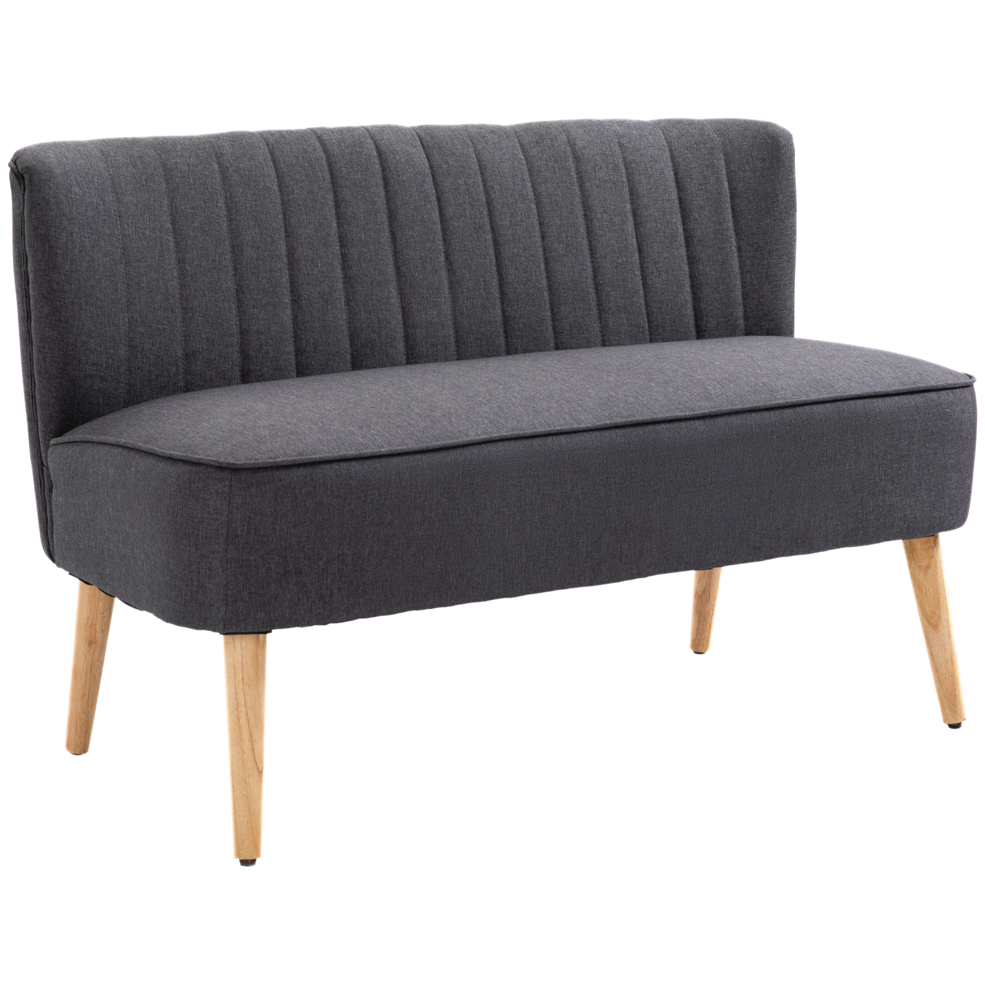 HOMCOM Sofa Retrodesign 2-zitsbank, houten poten, 117 cm x 56,5 cm x 77 cm, Donkergrijs