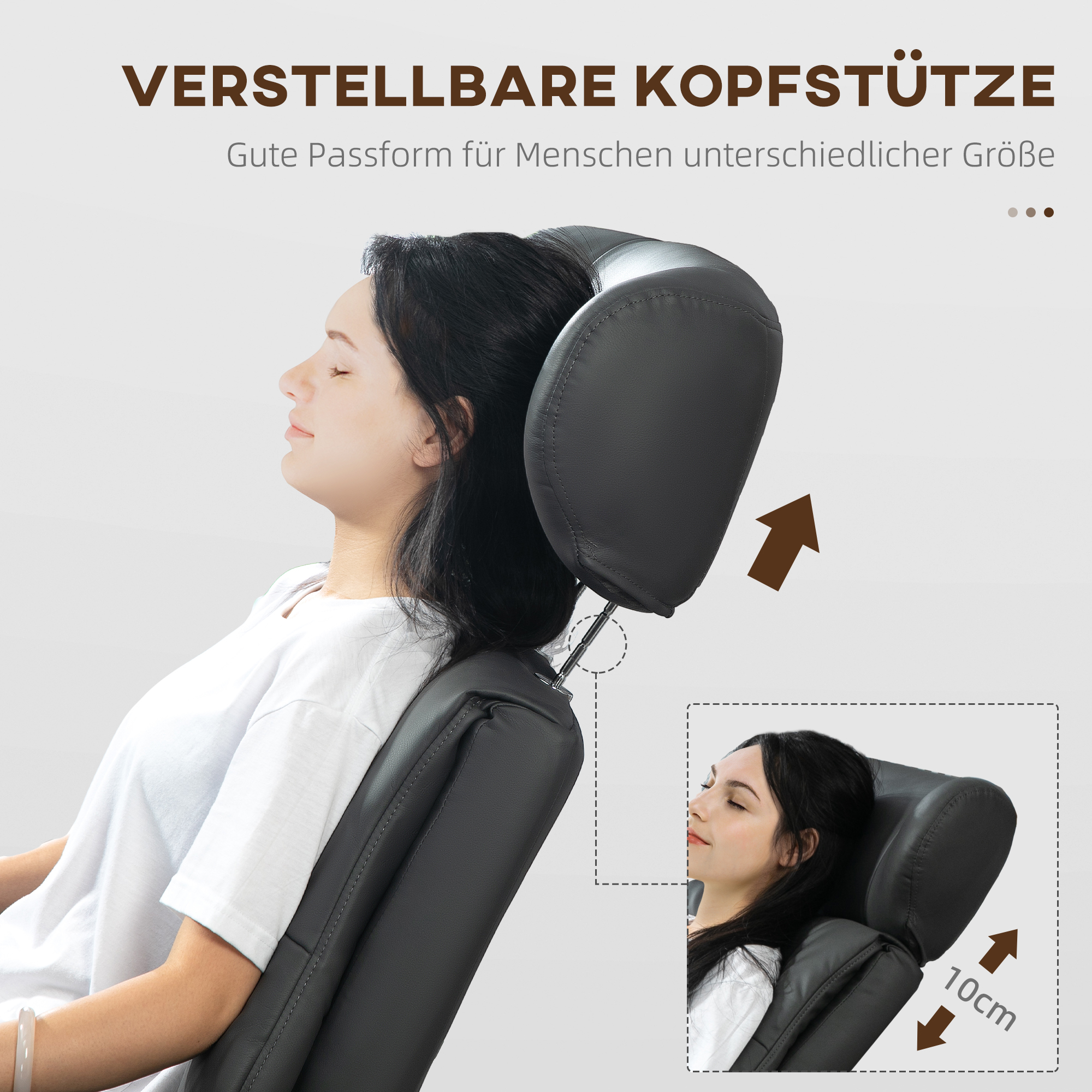 HOMCOM Relaxstoel met kruk, Ligfunctie, Draaibaar, Lederlook, tot 150 kg, Donkergrijs