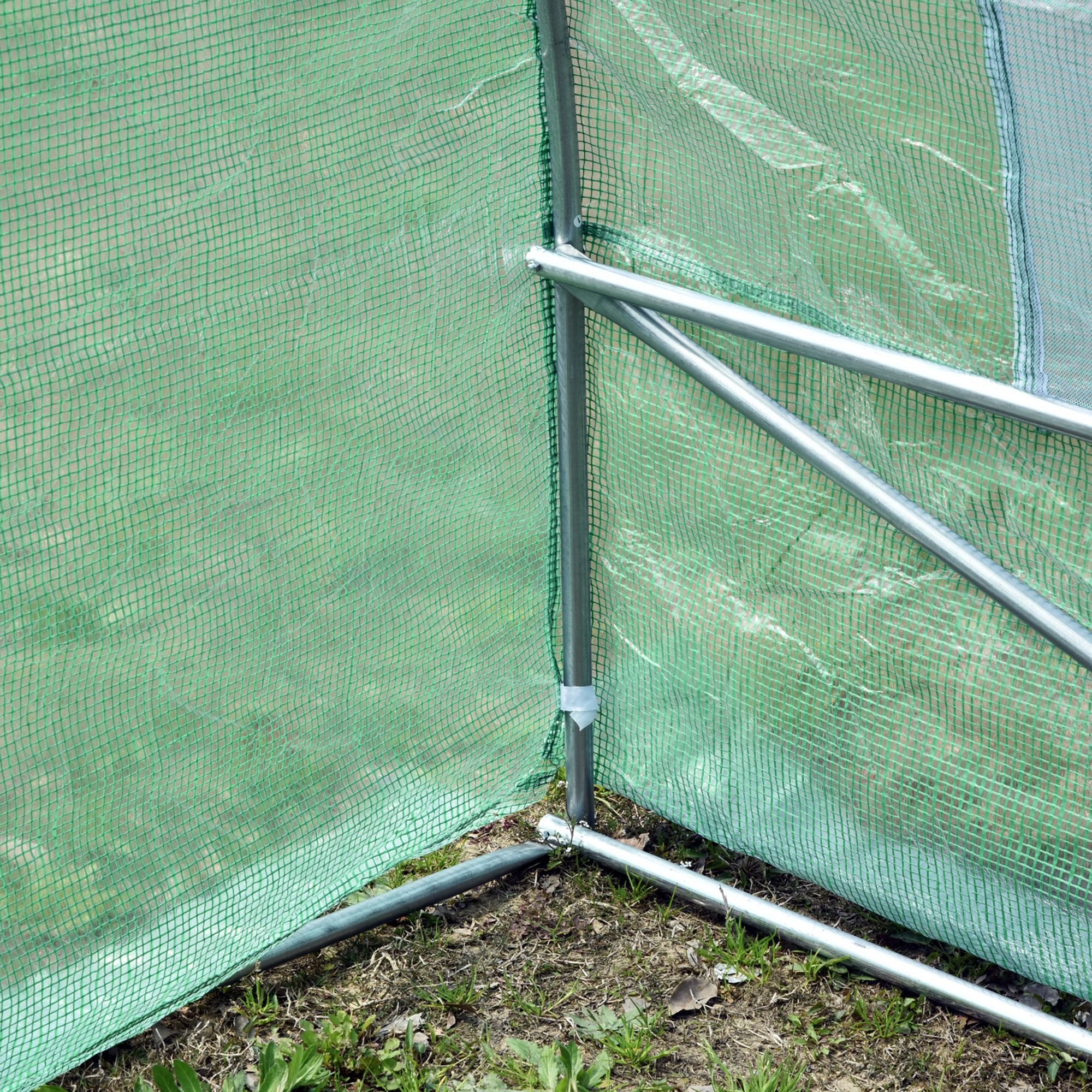 Outsunny Tuinkas Tomatenkas Broeikas Folietunnel Kweekkas met Venster Groen 595 x 300 x 200 cm