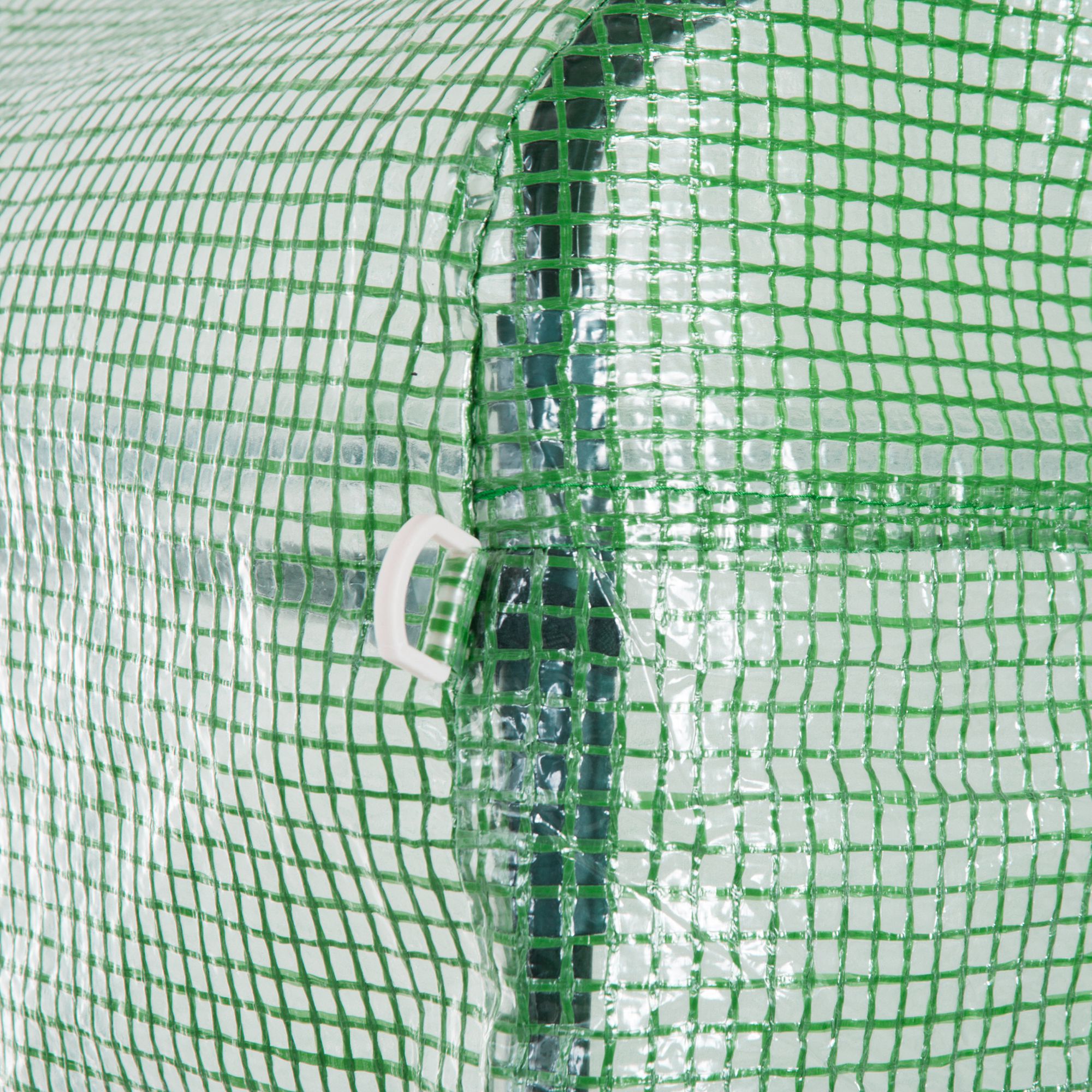 Outsunny Kas met folie, loopbaar, 8 ramen met vliegengaas, stevige folie, stalen frame, 6 x 3 x 2 m, groen