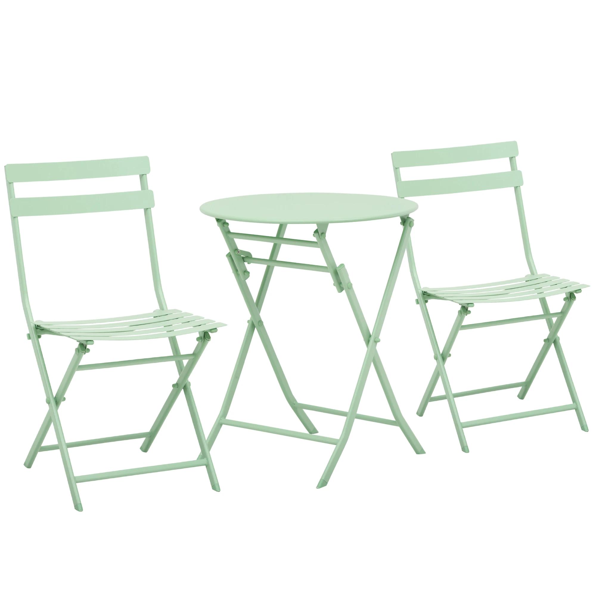 Tuinset metalen meubelset 3-delig. Bistrotafel met 2 stoelen groen